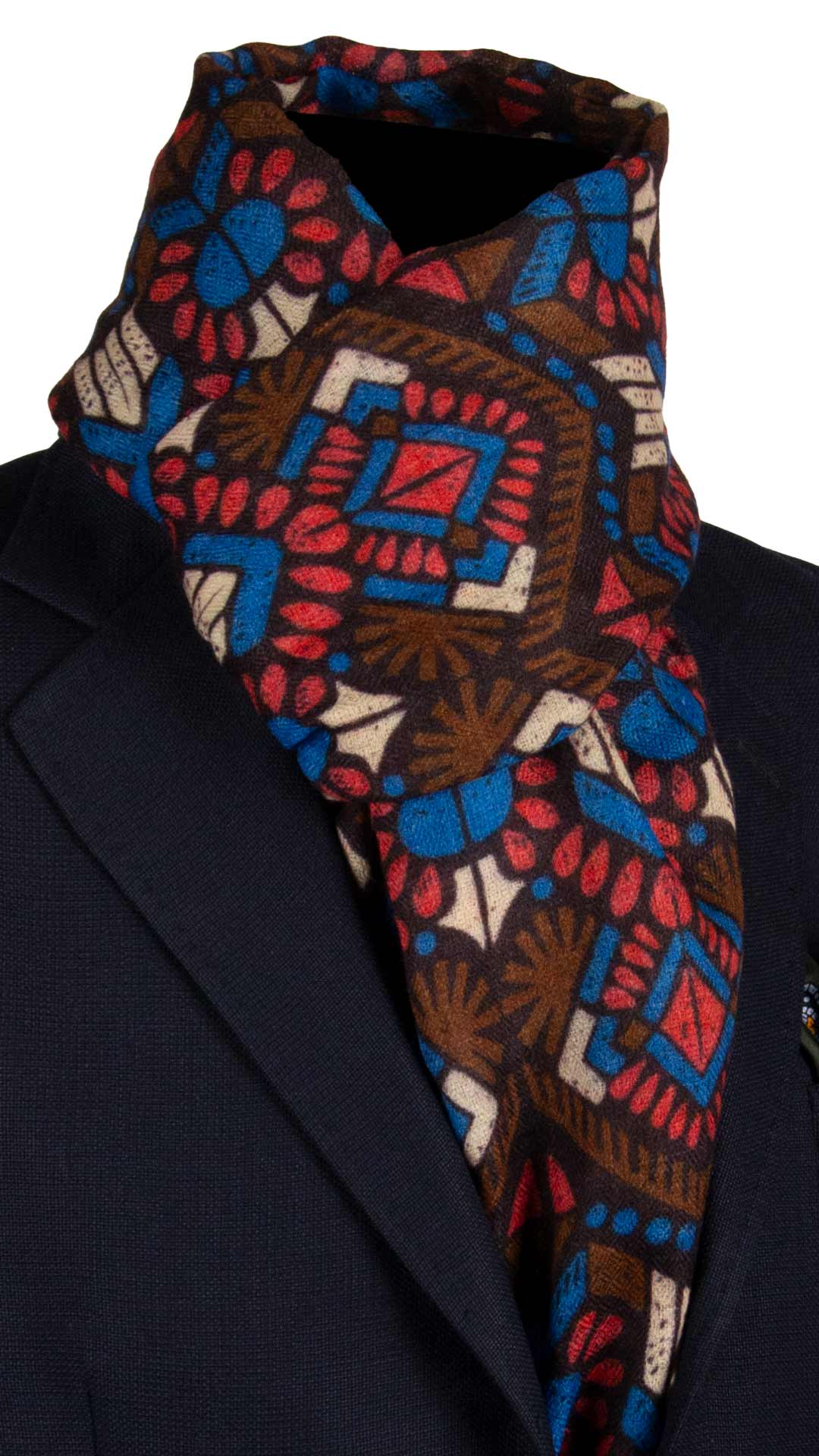 Sciarpa Pashmina di Cashmere Viola Scuro Vintage Fantasia Multicolor SC65 Graffeo Cravatte Made in Italy