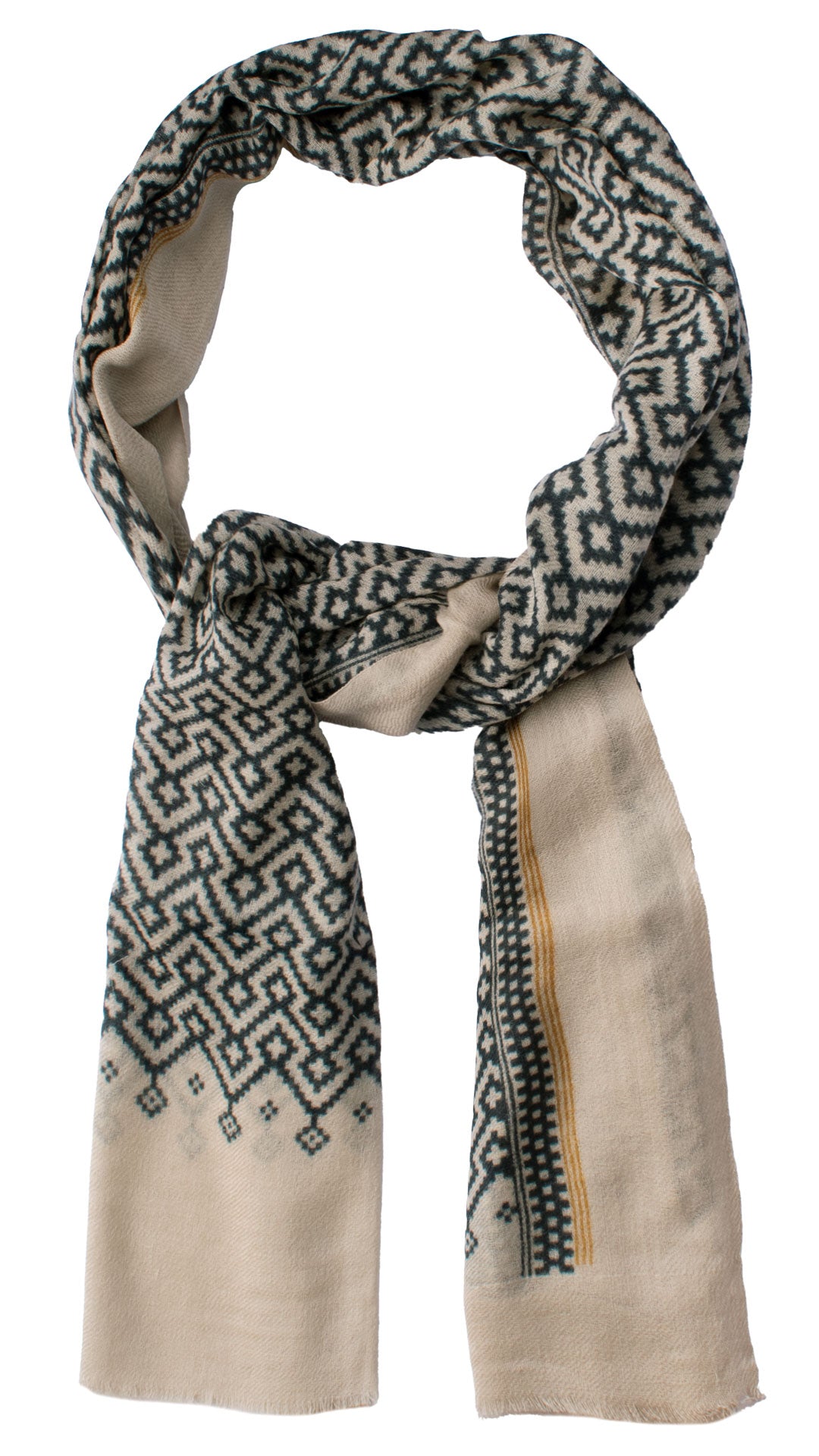 Sciarpa Pashmina di Lana Color Corda Fantasia Blu Giallo Ocra SC78 Made in Italy Graffeo Cravatte Anello