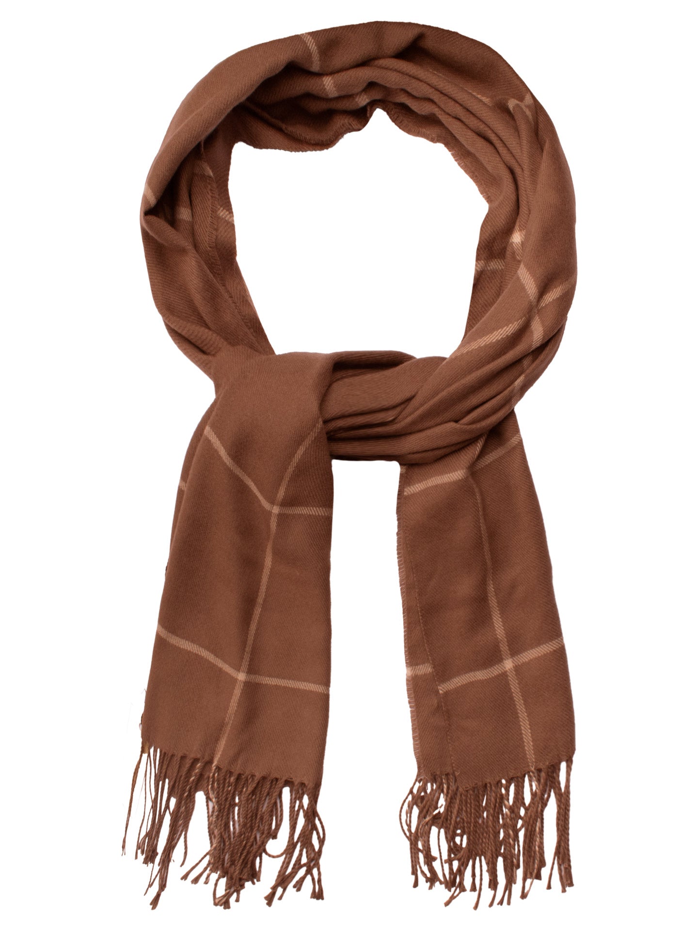 Sciarpa Pashmina di Lana Marrone a Quadri Beige SC86 Made in Italy Graffeo Cravatte Anello