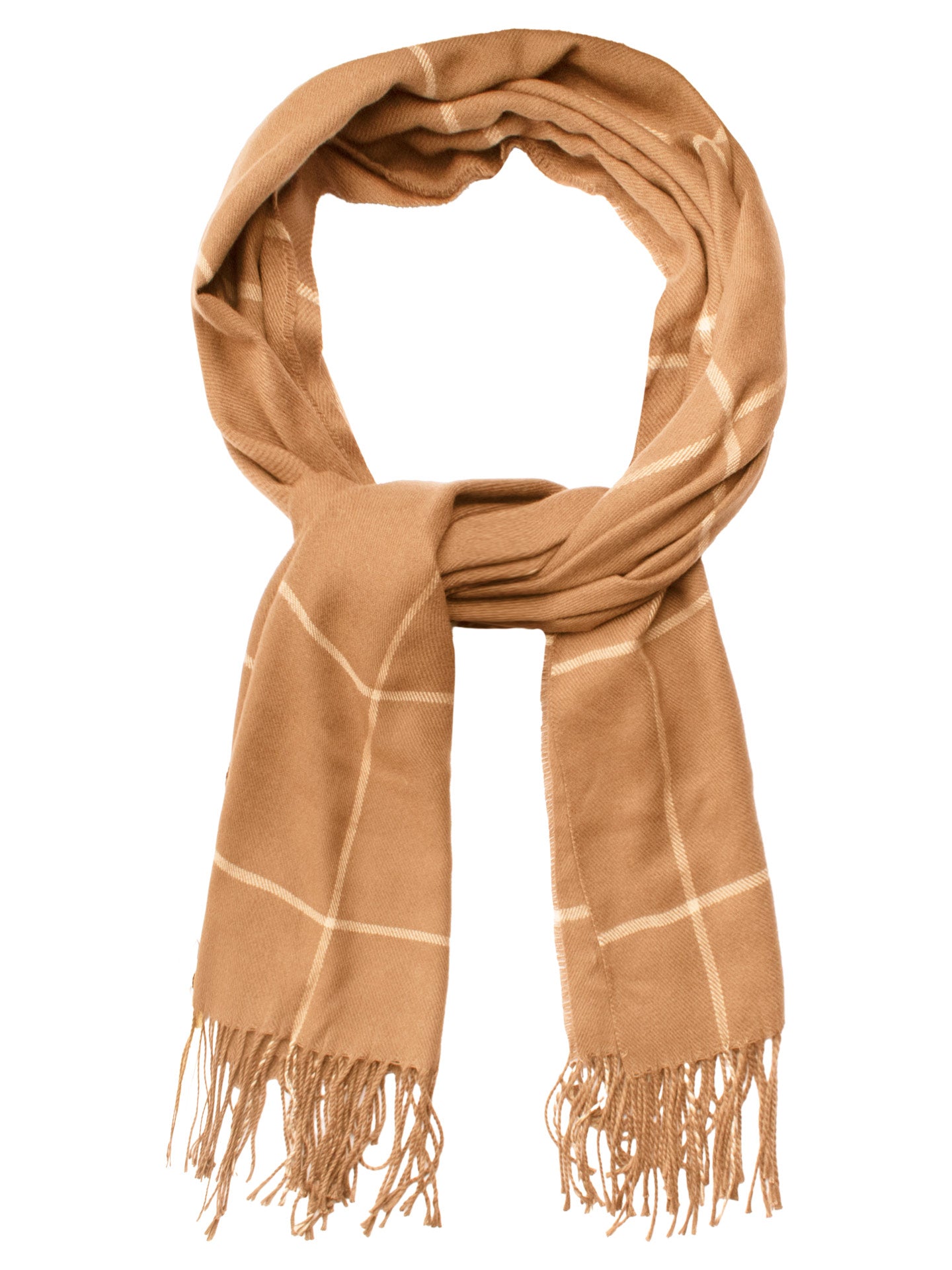 Sciarpa Pashmina di Lana Senape a Quadri Beige SC84 Made in Italy Graffeo Cravatte Anello