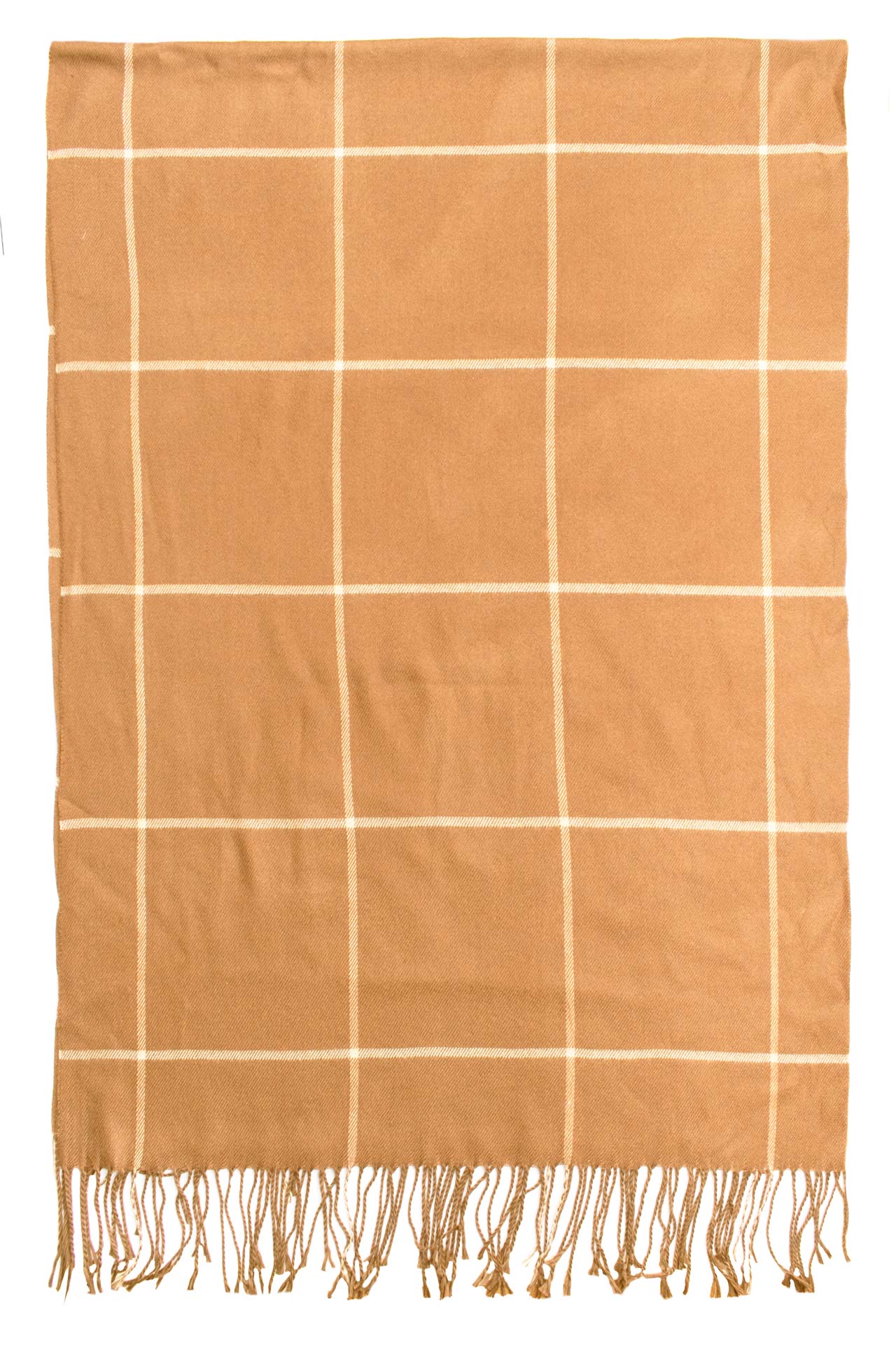 Sciarpa Pashmina di Lana Senape a Quadri Beige SC84 Made in Italy Graffeo Cravatte Intera