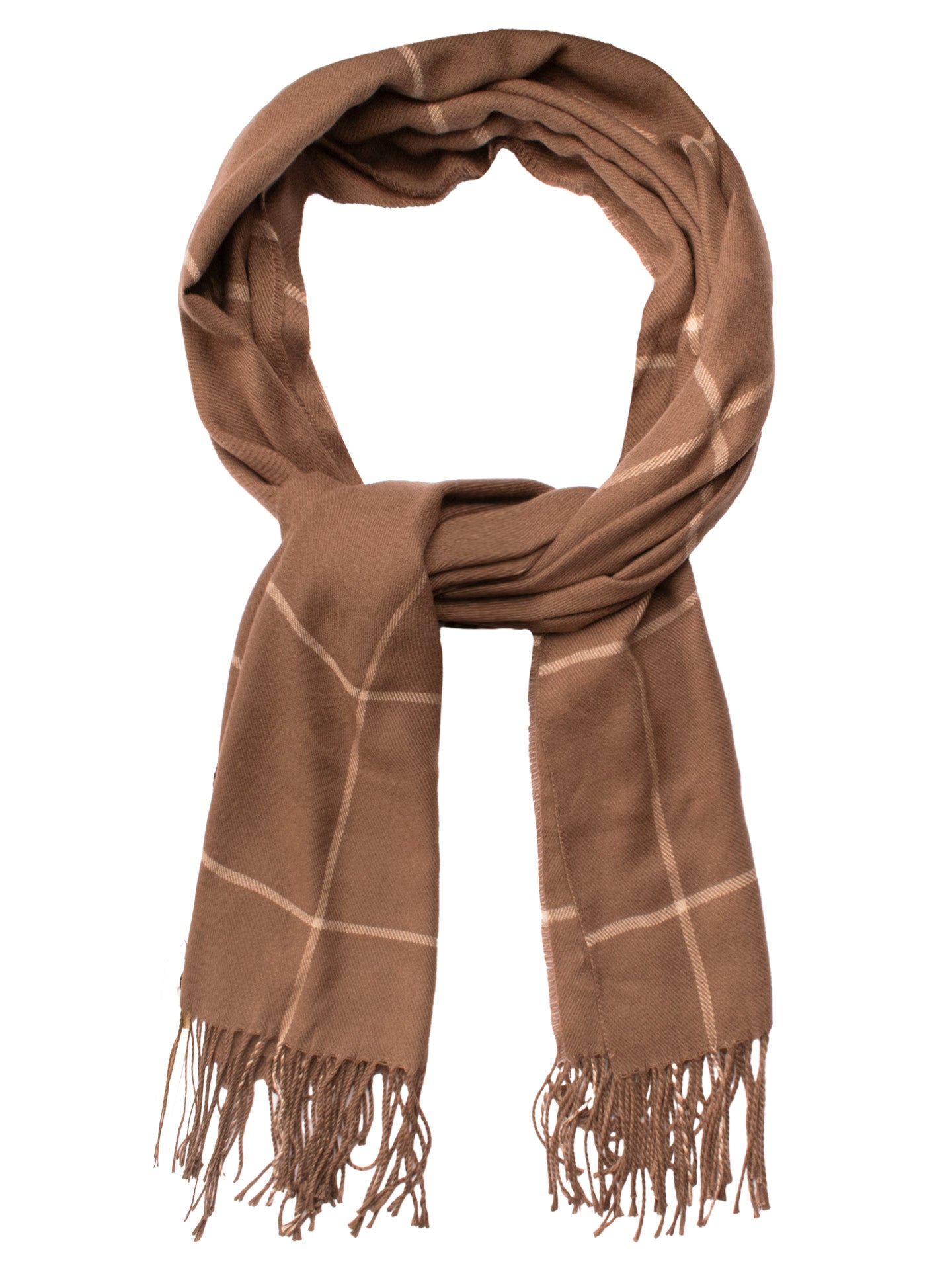 Sciarpa Pashmina di Lana Tortora a Quadri Beige SC85 Made in Italy Graffeo Cravatte Anello