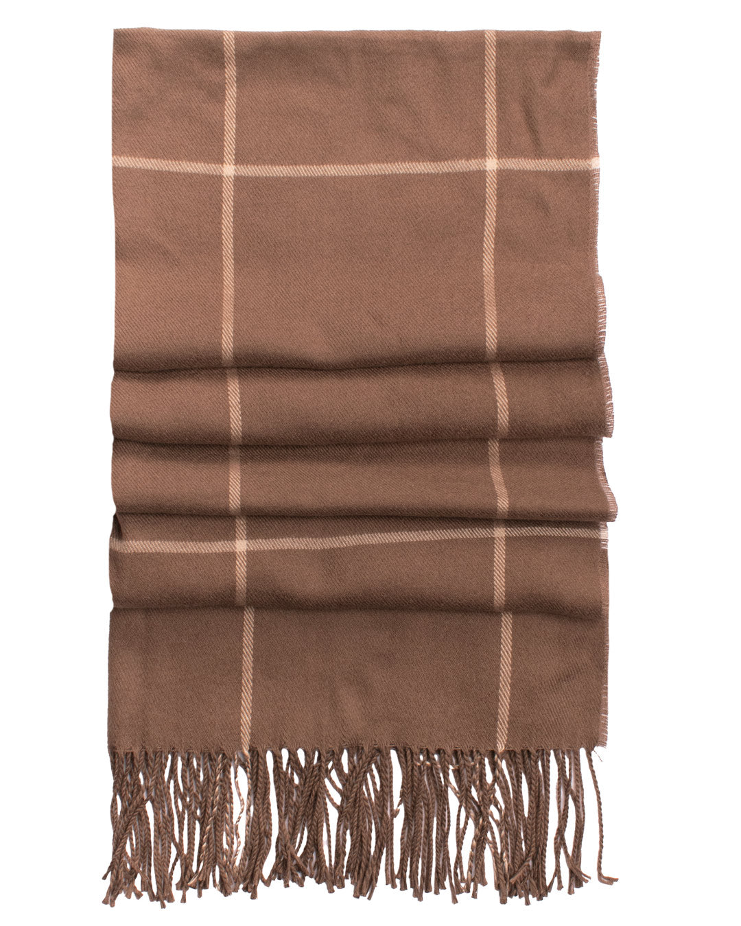 Sciarpa Pashmina di Lana Tortora a Quadri Beige SC85 Made in Italy Graffeo Cravatte Tessuto