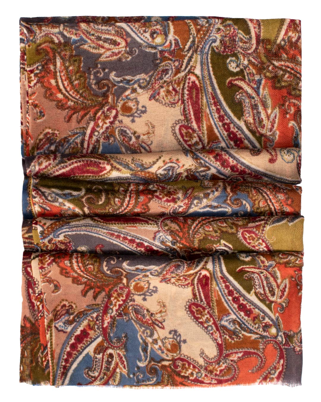 Sciarpa Pashmina di Lana Verde Pistacchio Paisley Multicolor SC75 Made in Italy Graffeo Cravatte Dettaglio