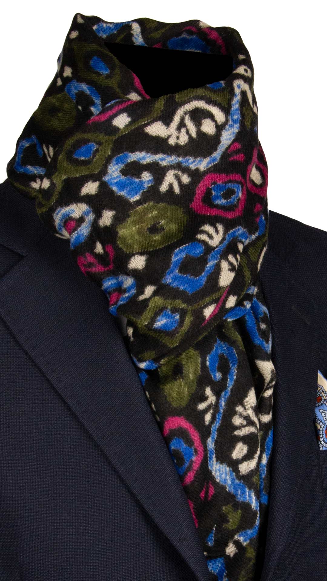 Sciarpa-Pashmina-in-Lana-Cashmere-Nera-Fantasia-Multicolor- SC30