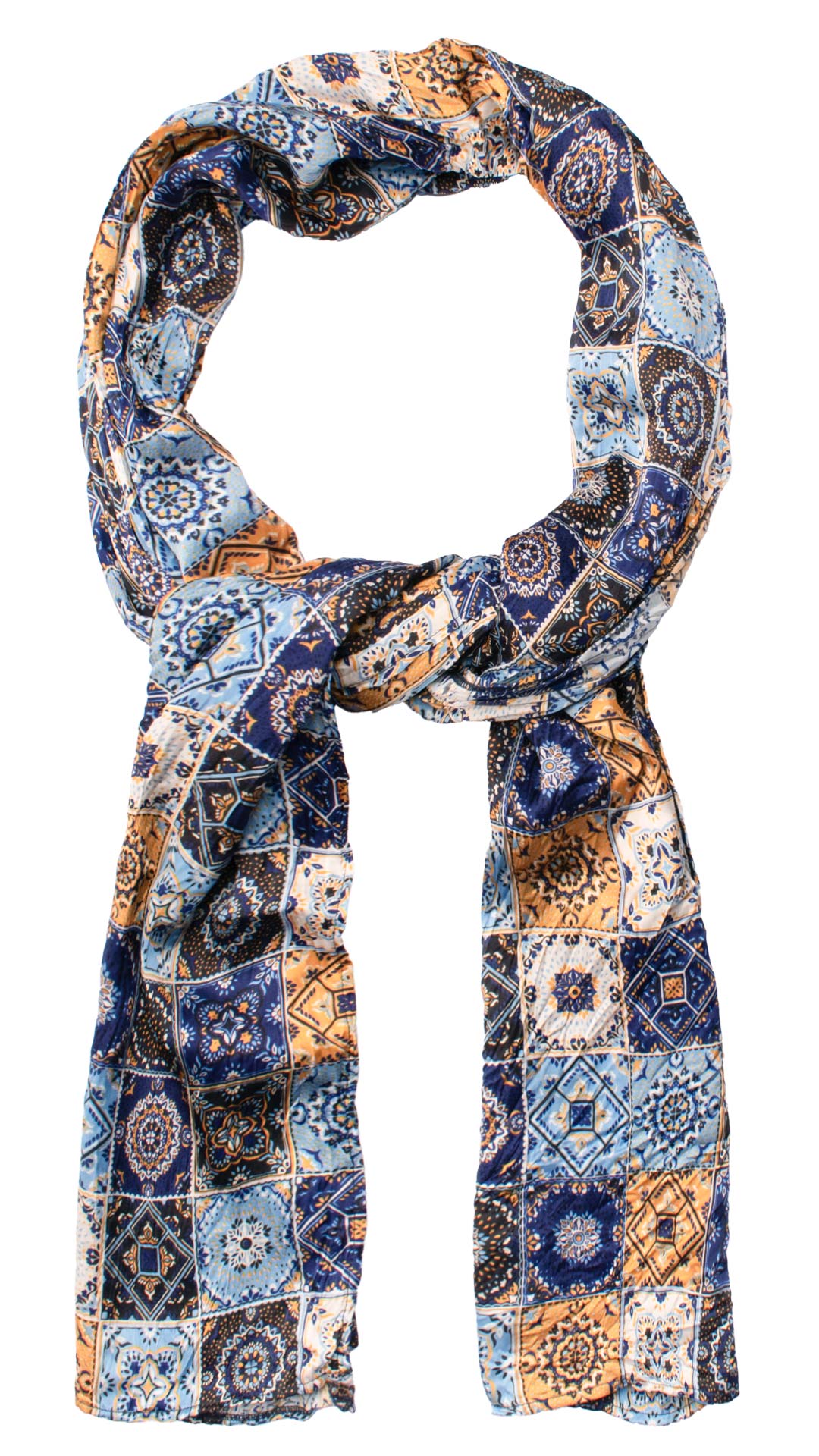 Sciarpa Siciliana Leggera di Seta Délavé con Maioliche Multicolor SD5 Made in Italy Graffeo Cravatte Anello