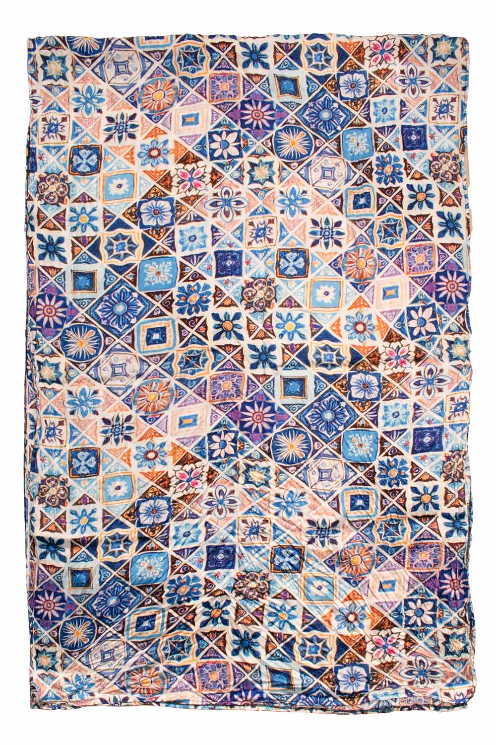Sciarpa Siciliana Leggera di Seta Délavé con Maioliche Multicolor SD8 Made in Italy Graffeo Cravatte Made in Italy Graffeo Cravatte Intera