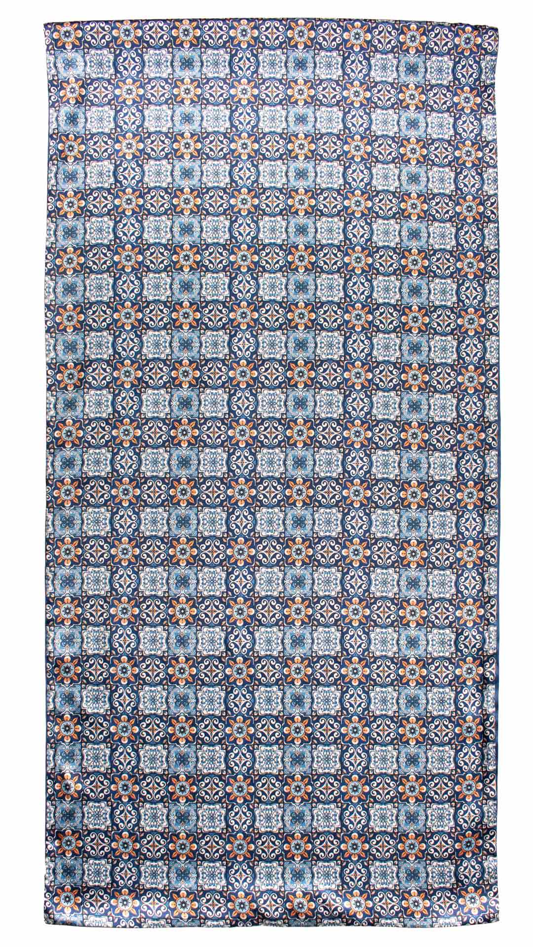 Sciarpa Siciliana Stampa di Raso con Maioliche Multicolor S1 Made in Italy Graffeo Cravatte Intera