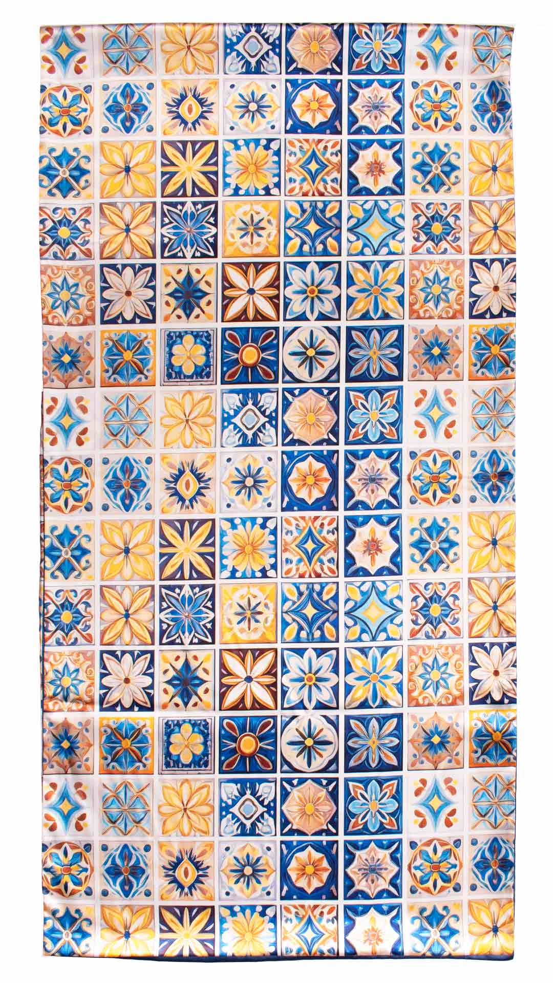 Sciarpa Siciliana Stampa di Raso con Maioliche Multicolor S14 Made in Italy Graffeo Cravatte Intera