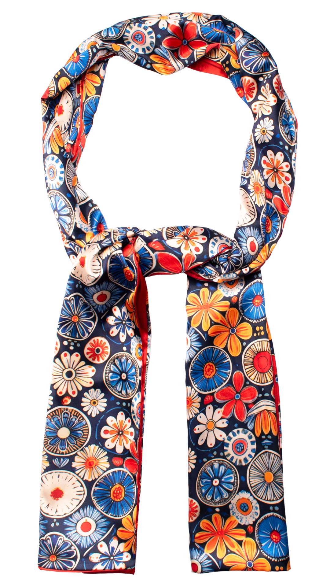 Sciarpa Siciliana Stampa di Raso con Maioliche Multicolor S16 Made in Italy Graffeo Cravatte Anello