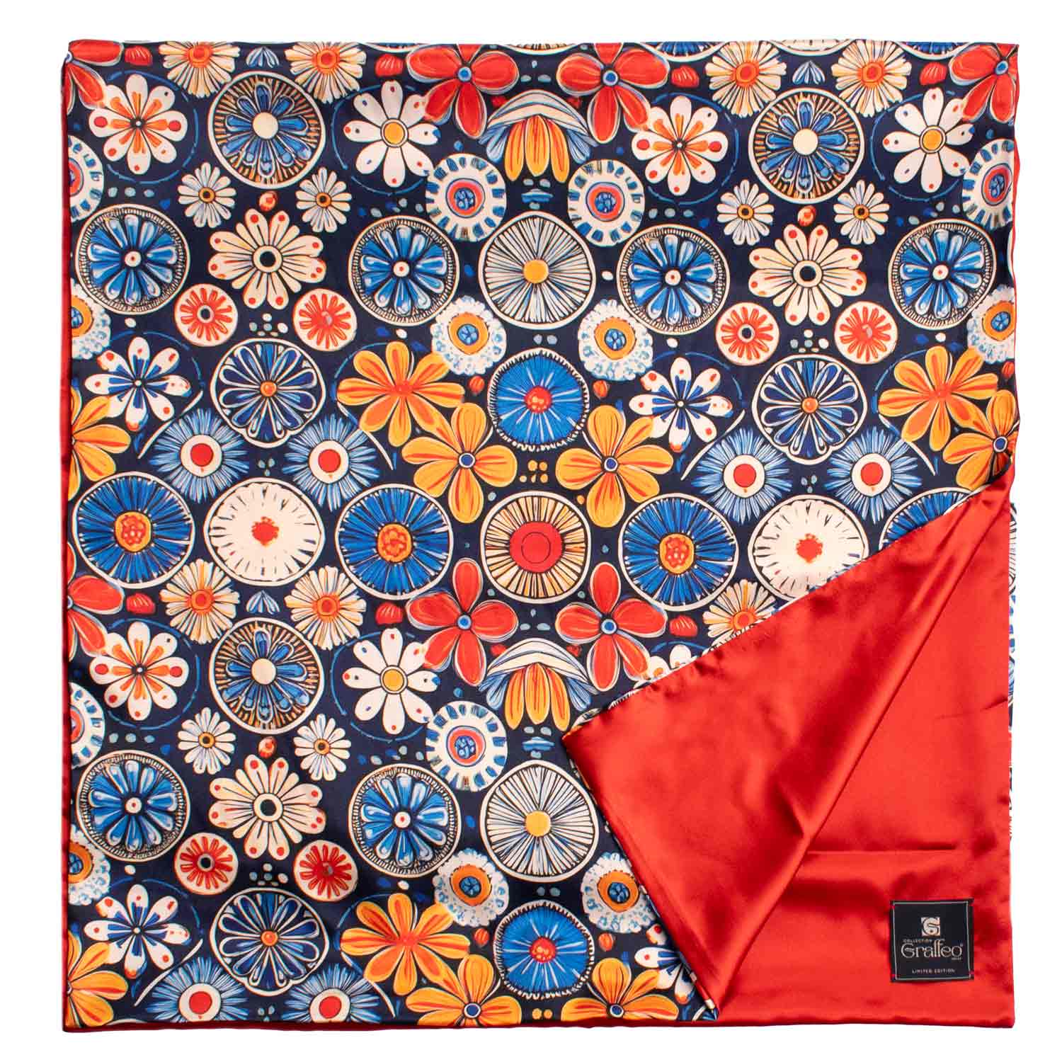 Sciarpa Siciliana Stampa di Raso con Maioliche Multicolor S16 Made in Italy Graffeo Cravatte Retro