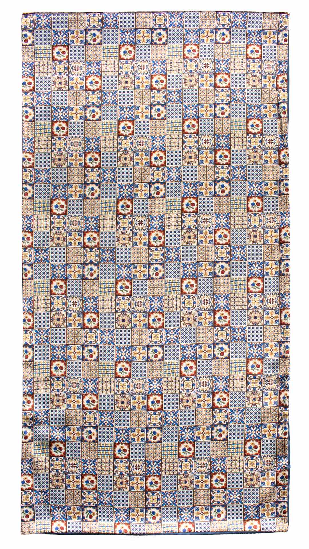 Sciarpa Siciliana Stampa di Raso con Maioliche Multicolor S6 Made in Italy Graffeo Cravatte Intera