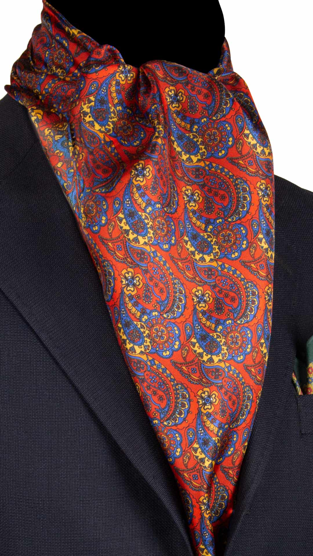 Sciarpa-ad-una-Foglia-di-Seta-Arancione-Paisley-Multicolor-SF35