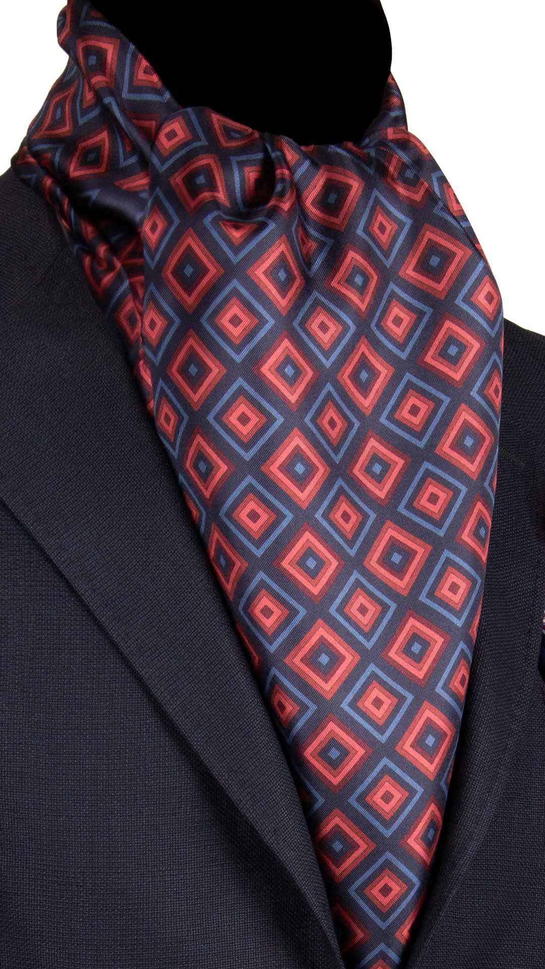 Sciarpa-ad-una-Foglia-di-Seta-Blu-Fantasia-Bordeaux-Avio-Rosa-Antico-SF38