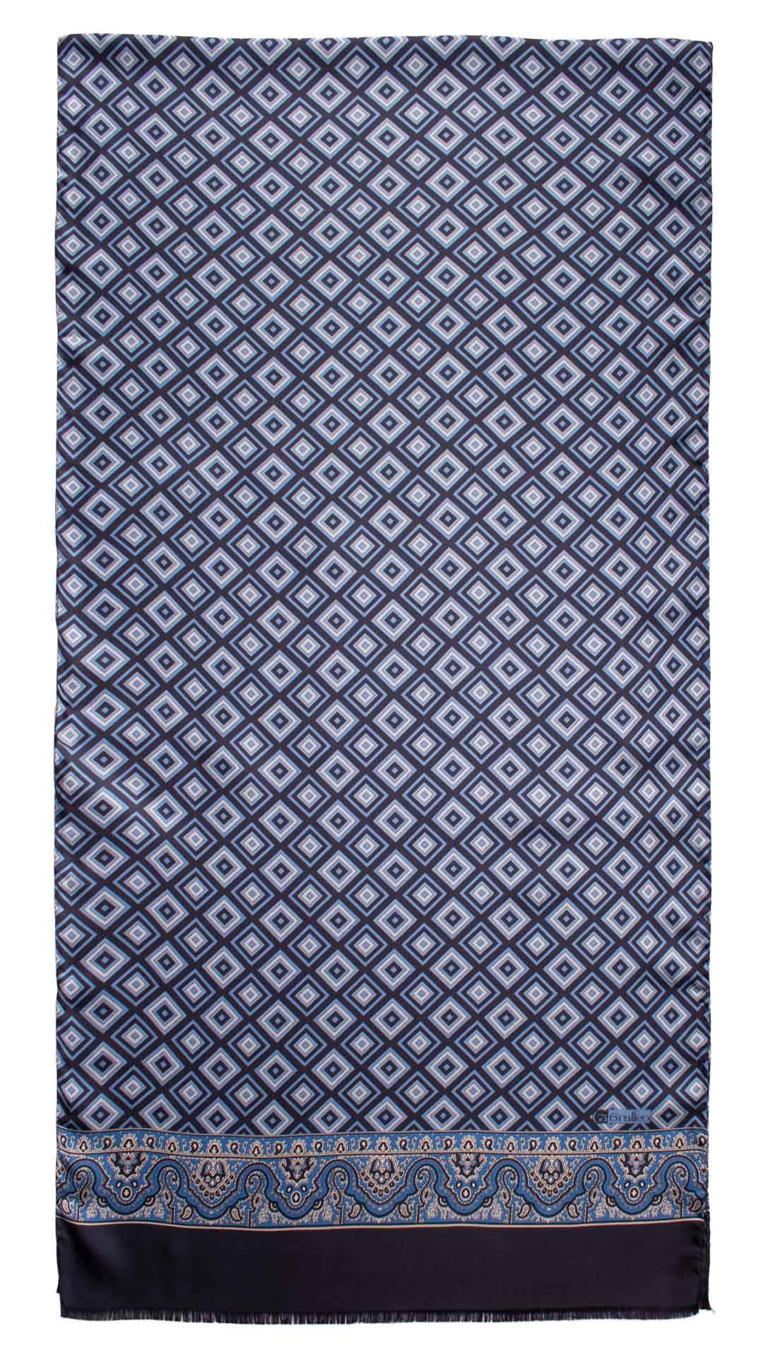 Sciarpa-ad-una-Foglia-di-Seta-Blu-Fantasia-Celeste-Azzurra-SF40
Intera