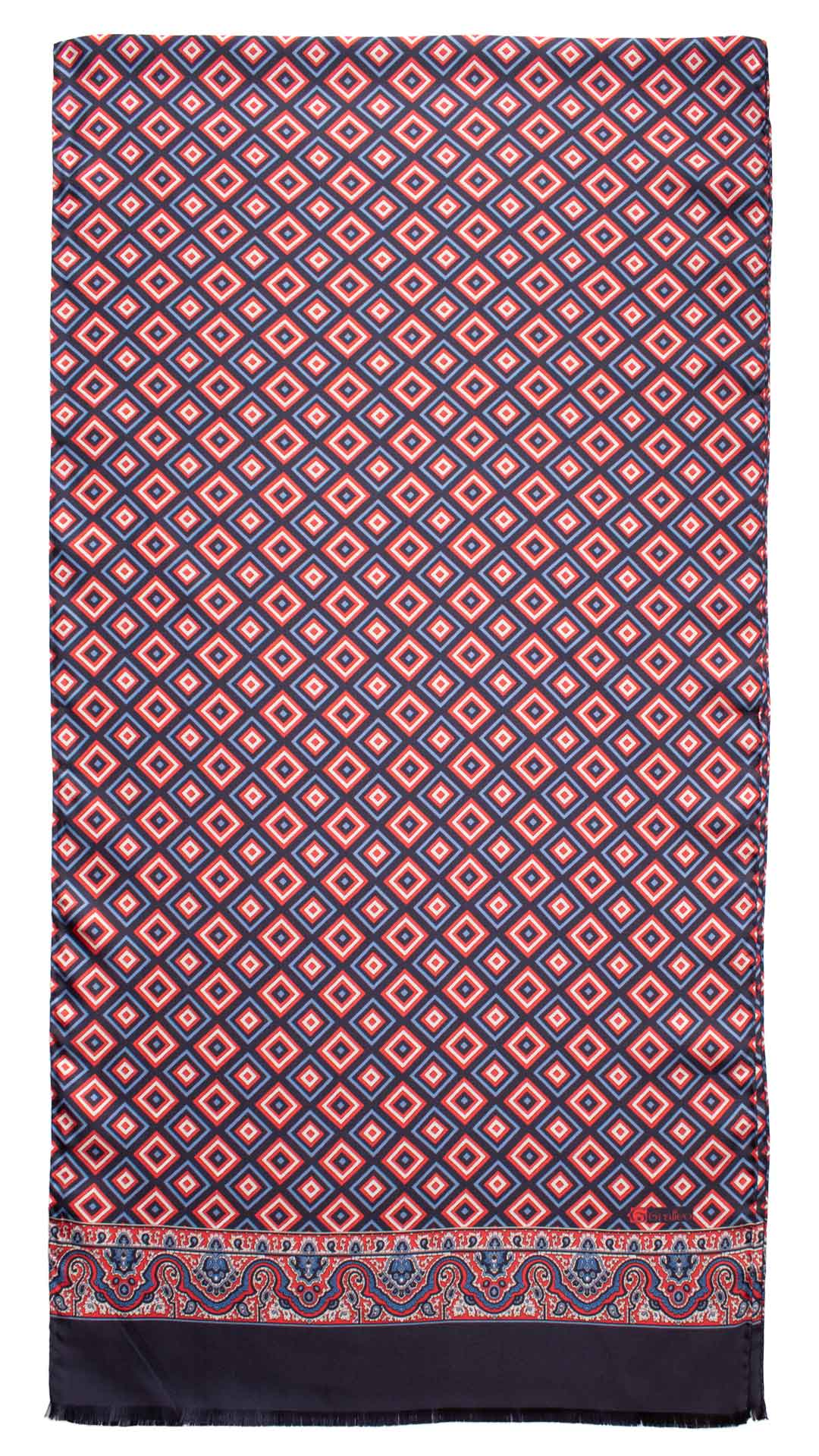 Sciarpa-ad-una-Foglia-di-Seta-Blu-Fantasia-Rossa-Celeste-Bianca-SF43
Intera