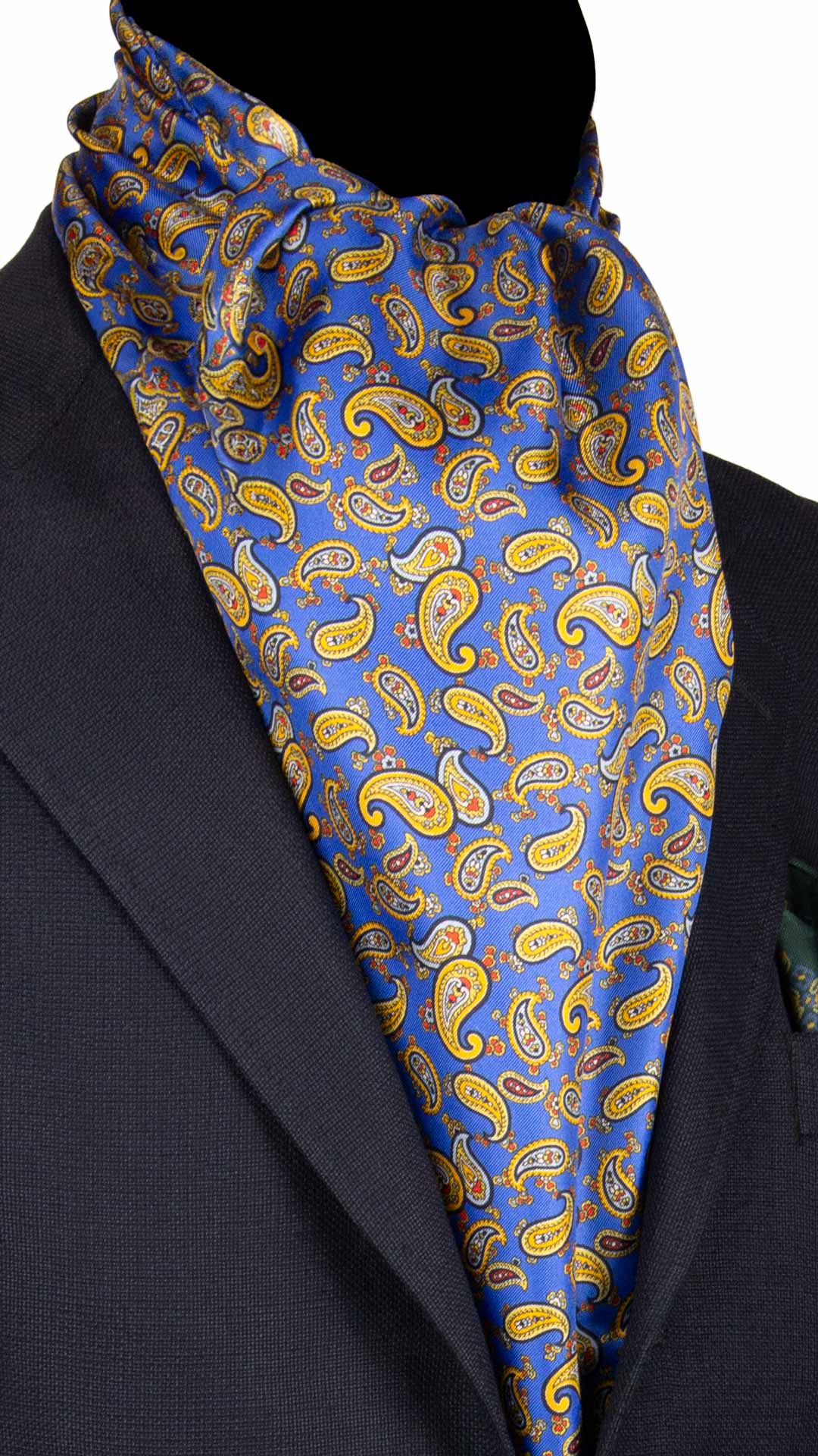 Sciarpa-ad-una-Foglia-di-Seta-Bluette-Paisley-Multicolor-SF29