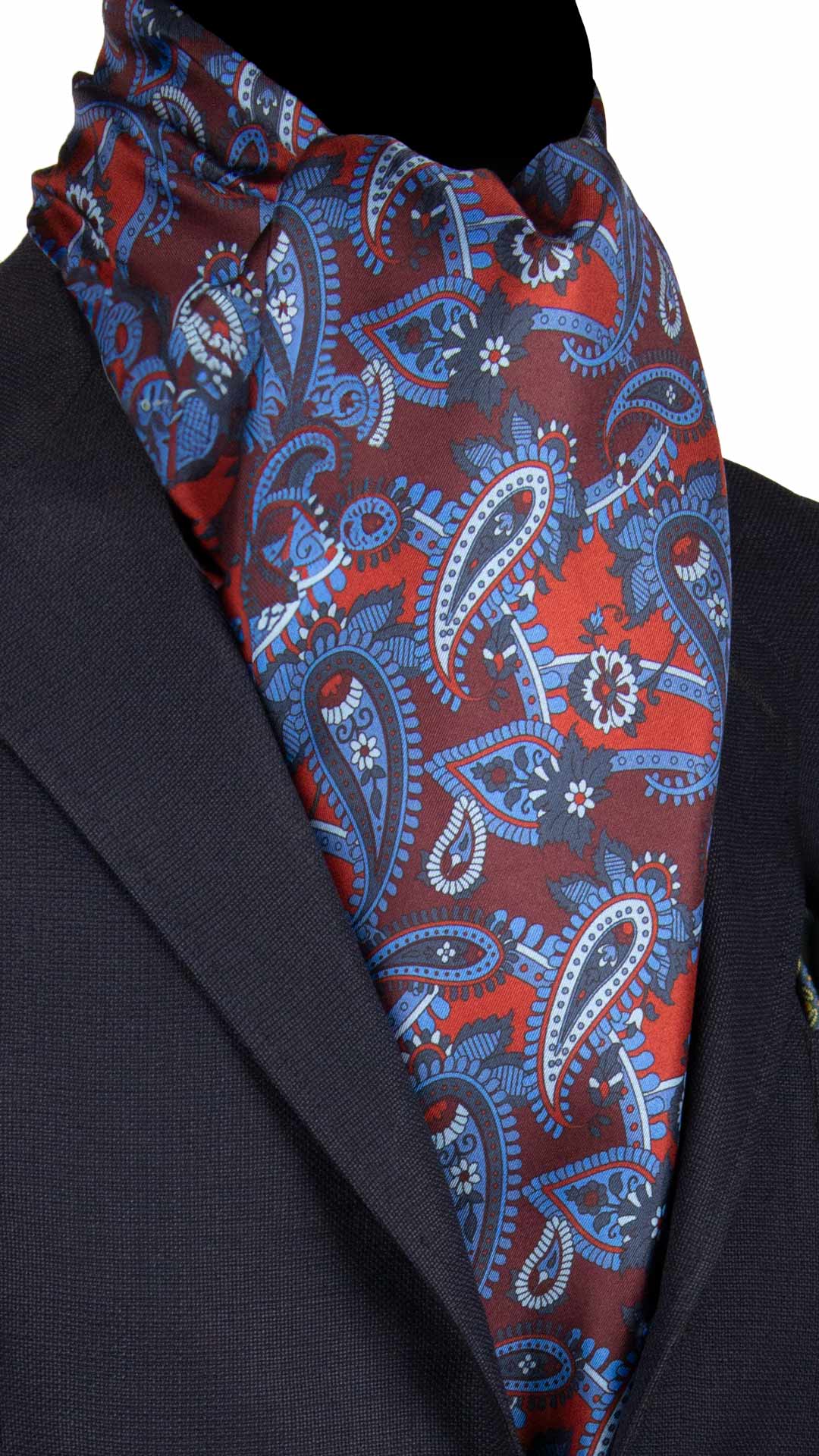 Sciarpa-ad-una-Foglia-di-Seta-Bordeaux-Paisley-Celeste-Avio-Rosso-SF31