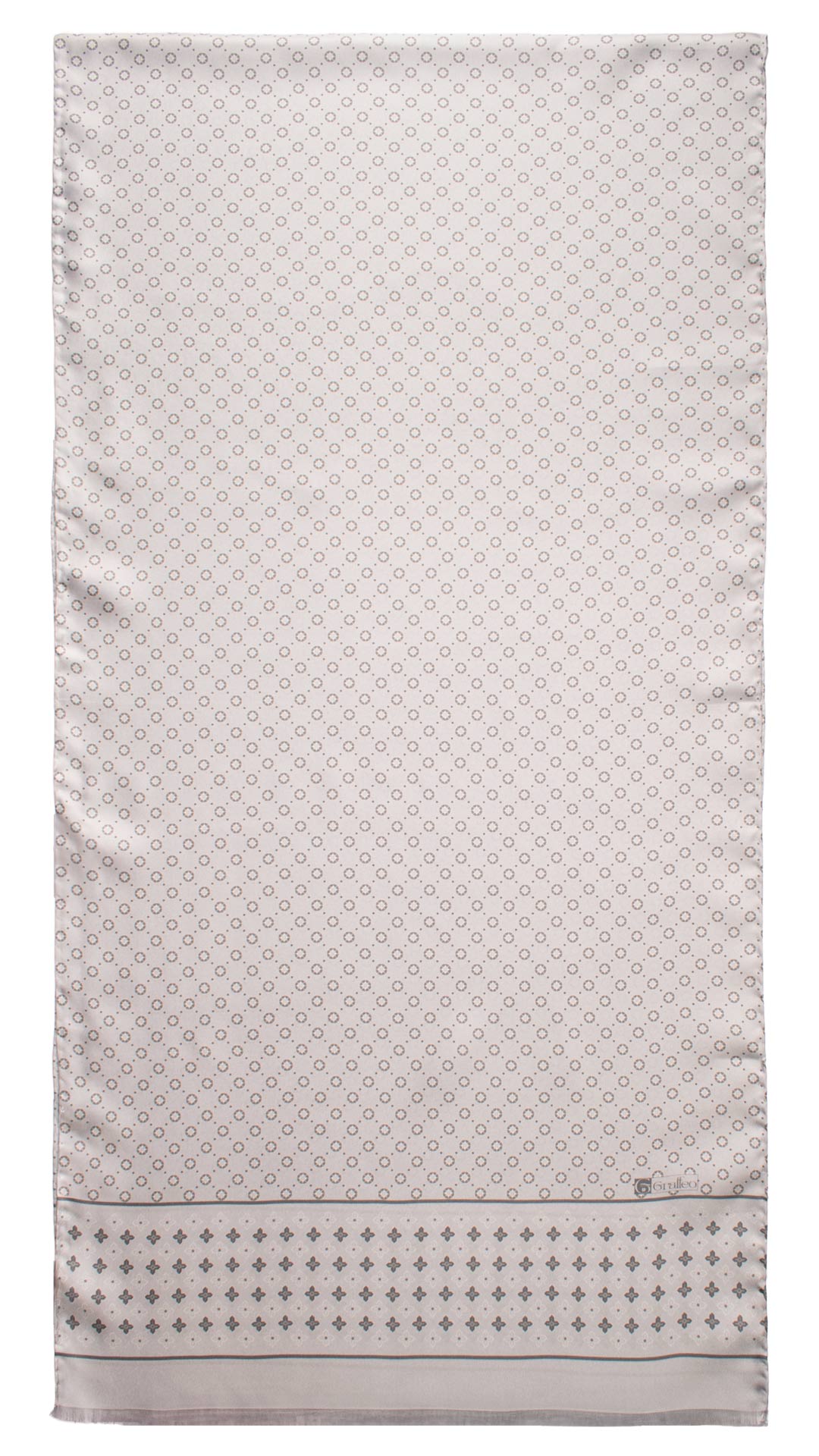 Sciarpa ad una Foglia di Seta Grigio Argento Fantasia Grigio Scuro SF57 Graffeo Cravatte Made in Italy Intera