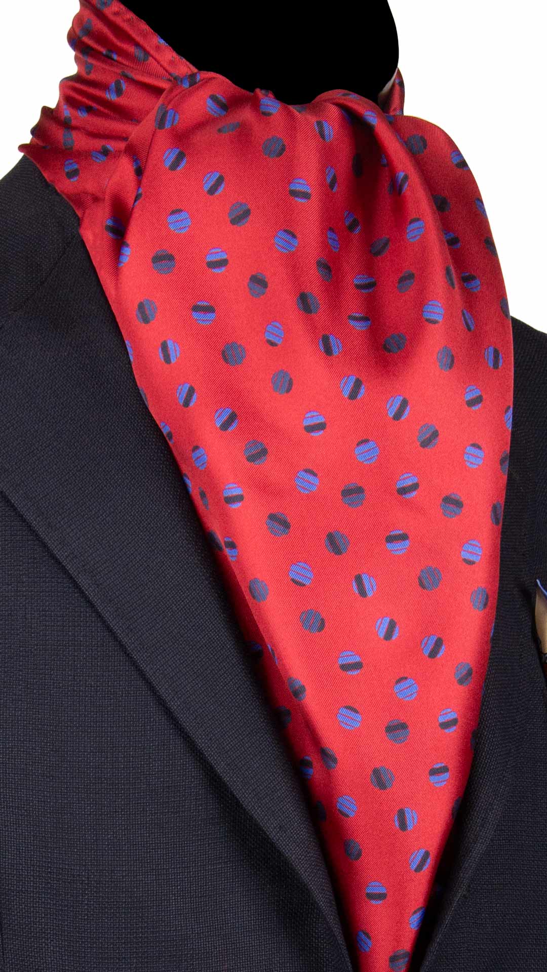 Sciarpa-ad-una-Foglia-di-Seta-Rossa-Fantasia-Bluette-Blu-SF54