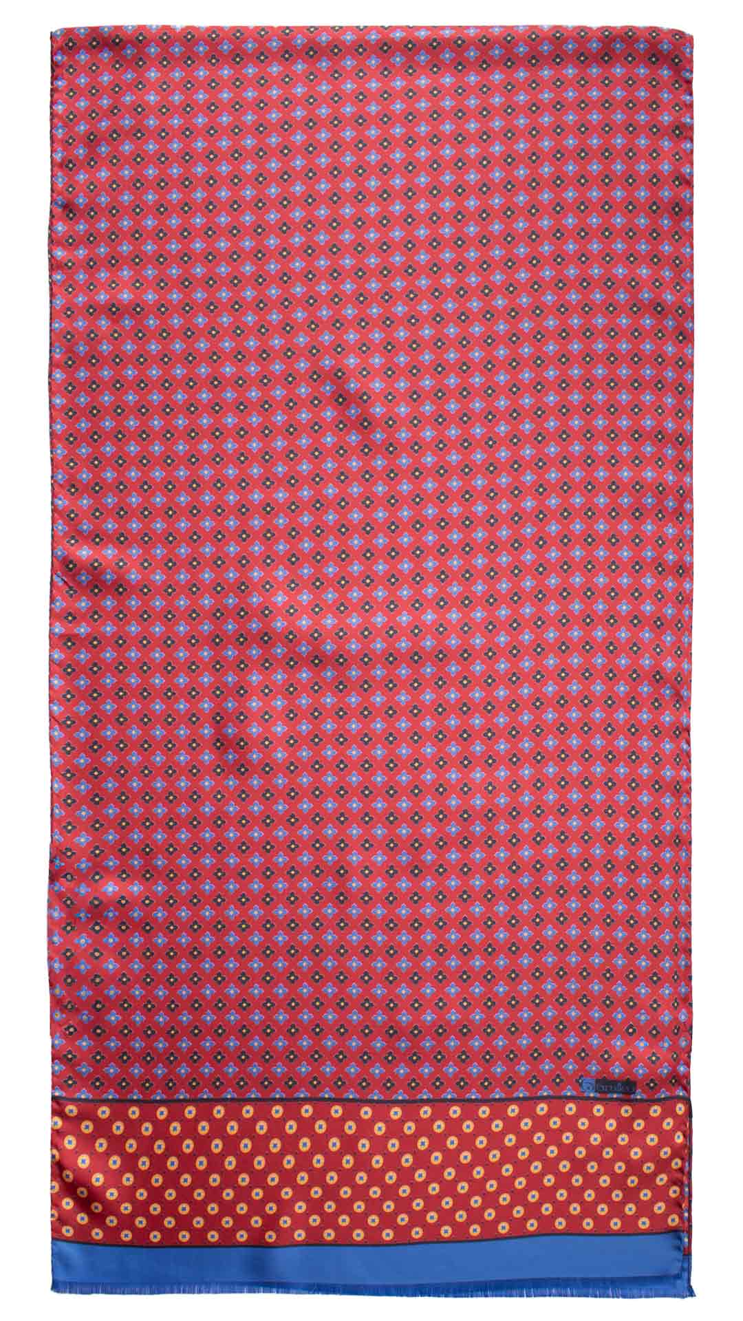 Sciarpa-ad-una-Foglia-di-Seta-Rossa-Fantasia-Bluette-Gialla-Blu-SF67
Intera