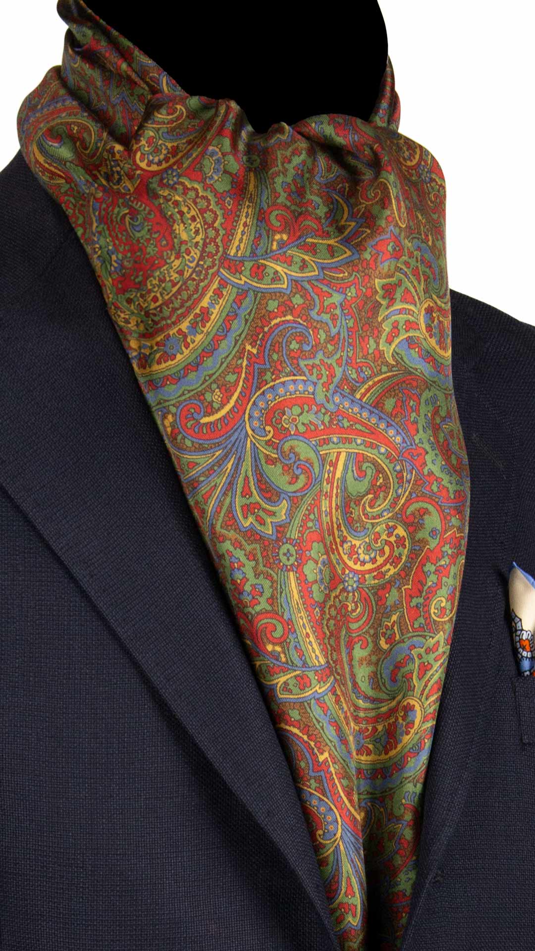 Sciarpa-ad-una-Foglia-di-Seta-Verde-Fantasia-Multicolor-SF51