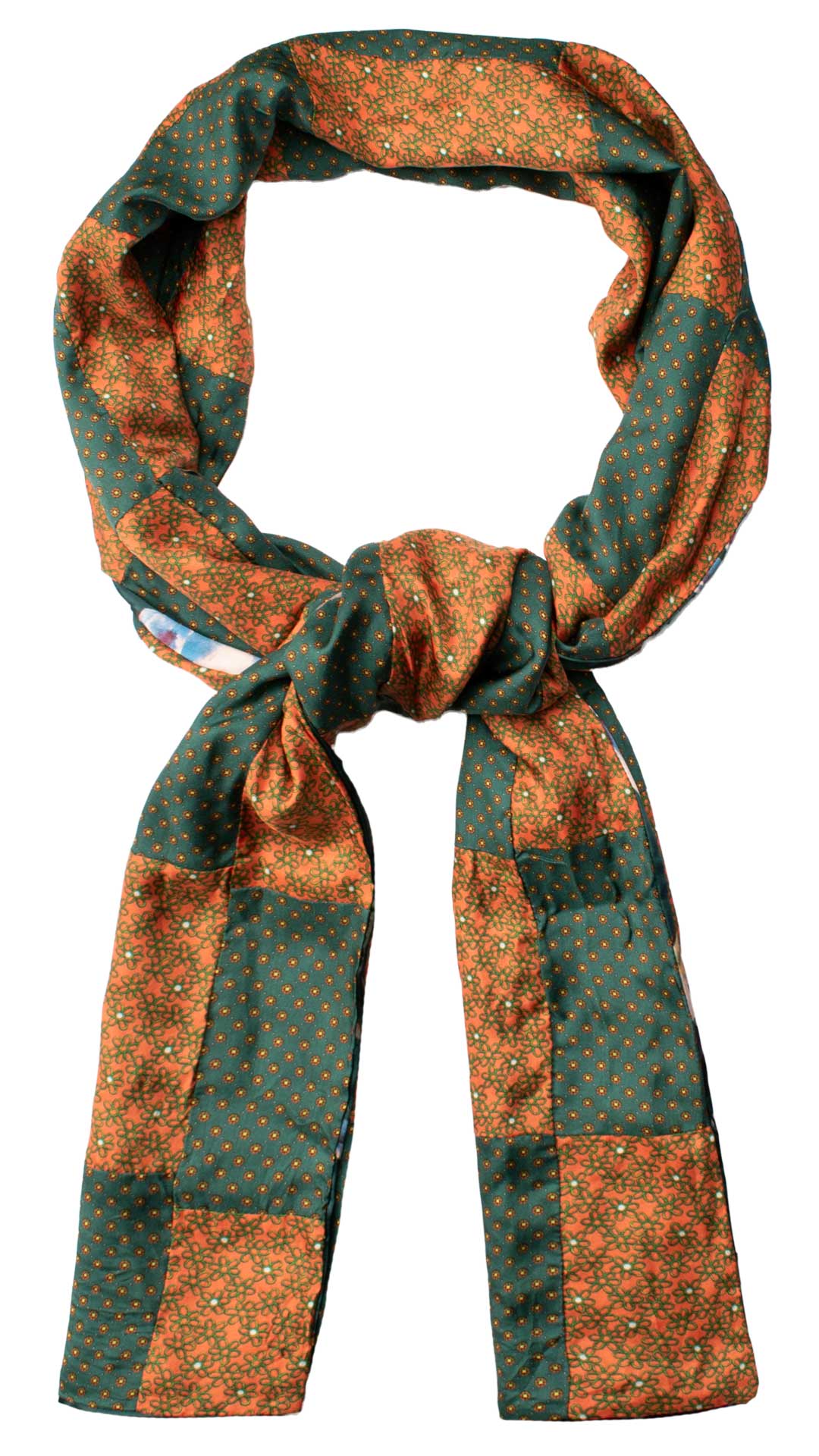 Sciarpa-di-Seta-Arancione-Verde-Vintage-Patchwork-Fantasia- S670
Anello