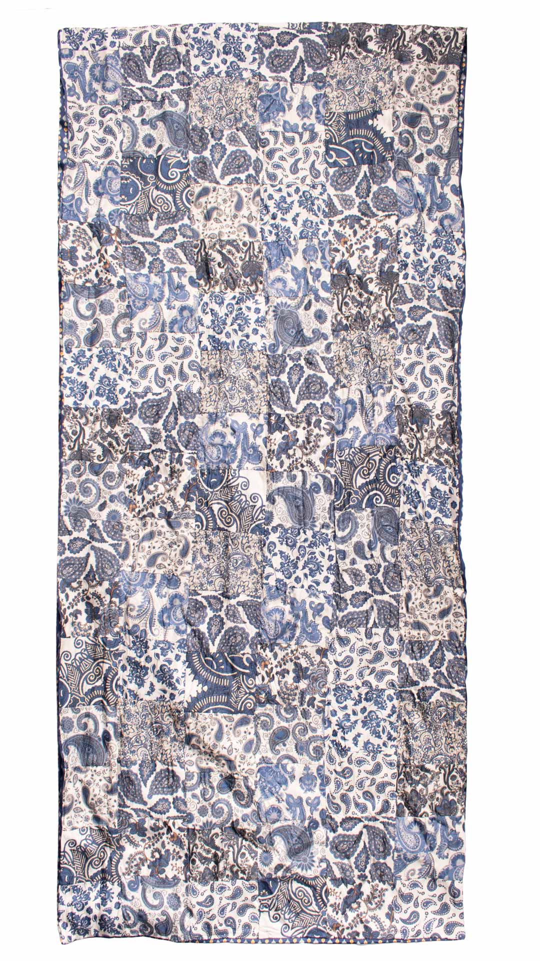 Sciarpa di Seta Bianca Micro Mosaico Vintage Patchwork Paisley Celeste Beige S705 Made in Italy Graffeo Cravatte Intera