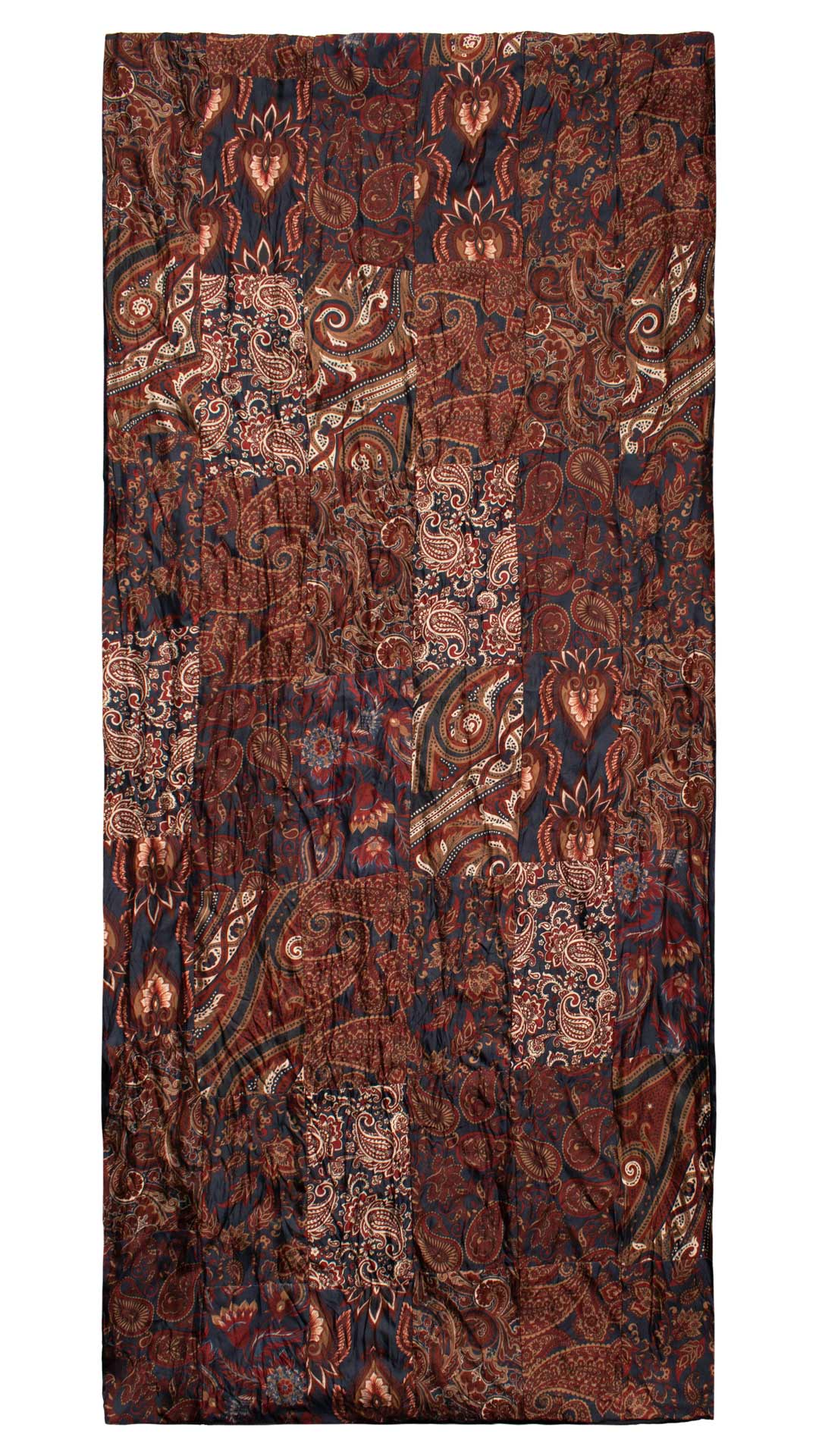 Sciarpa di Seta Blu Bordeaux Vintage Patchwork Paisley Multicolor S747 Made in Italy Graffeo Cravatte Intera