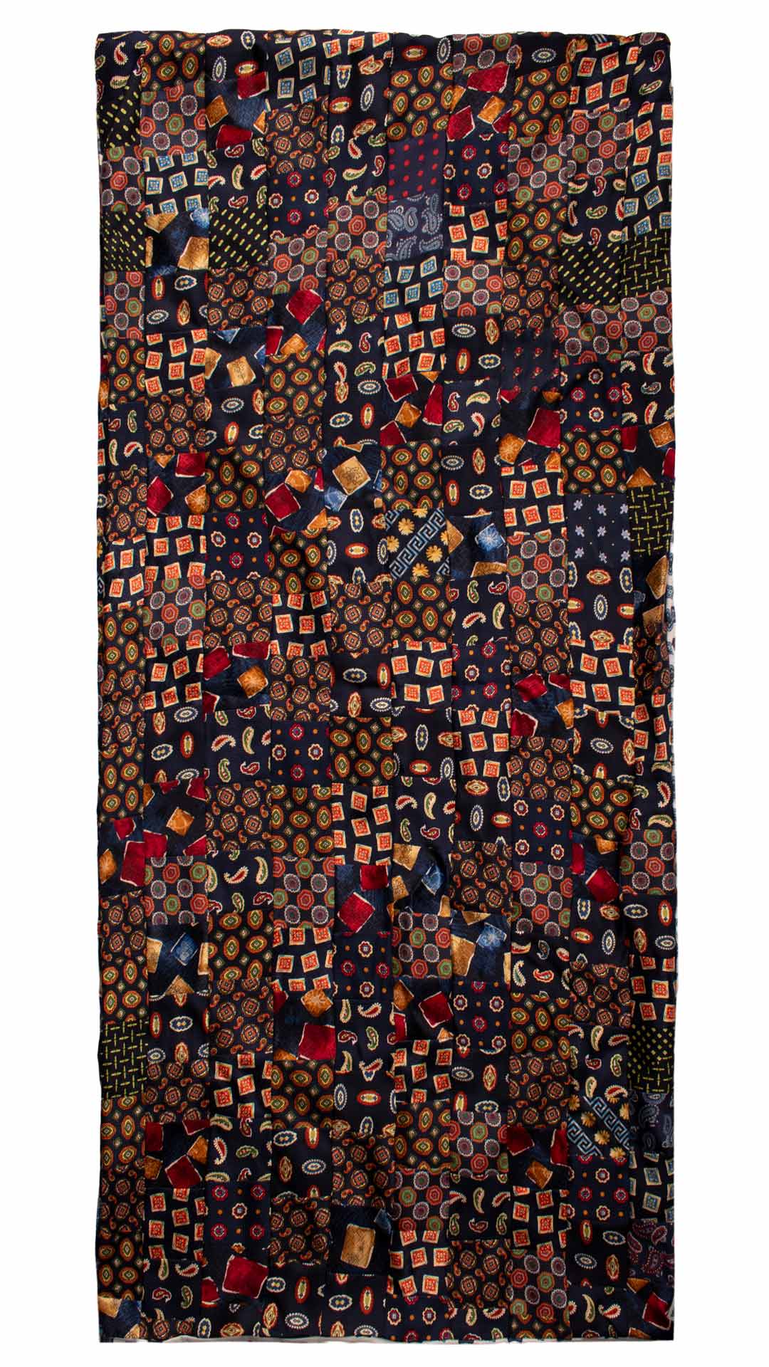 Sciarpa di Seta Blu Micro Mosaico Vintage Patchwork Fantasia Multicolor S558 Made in Italy Graffeo Cravatte Intera