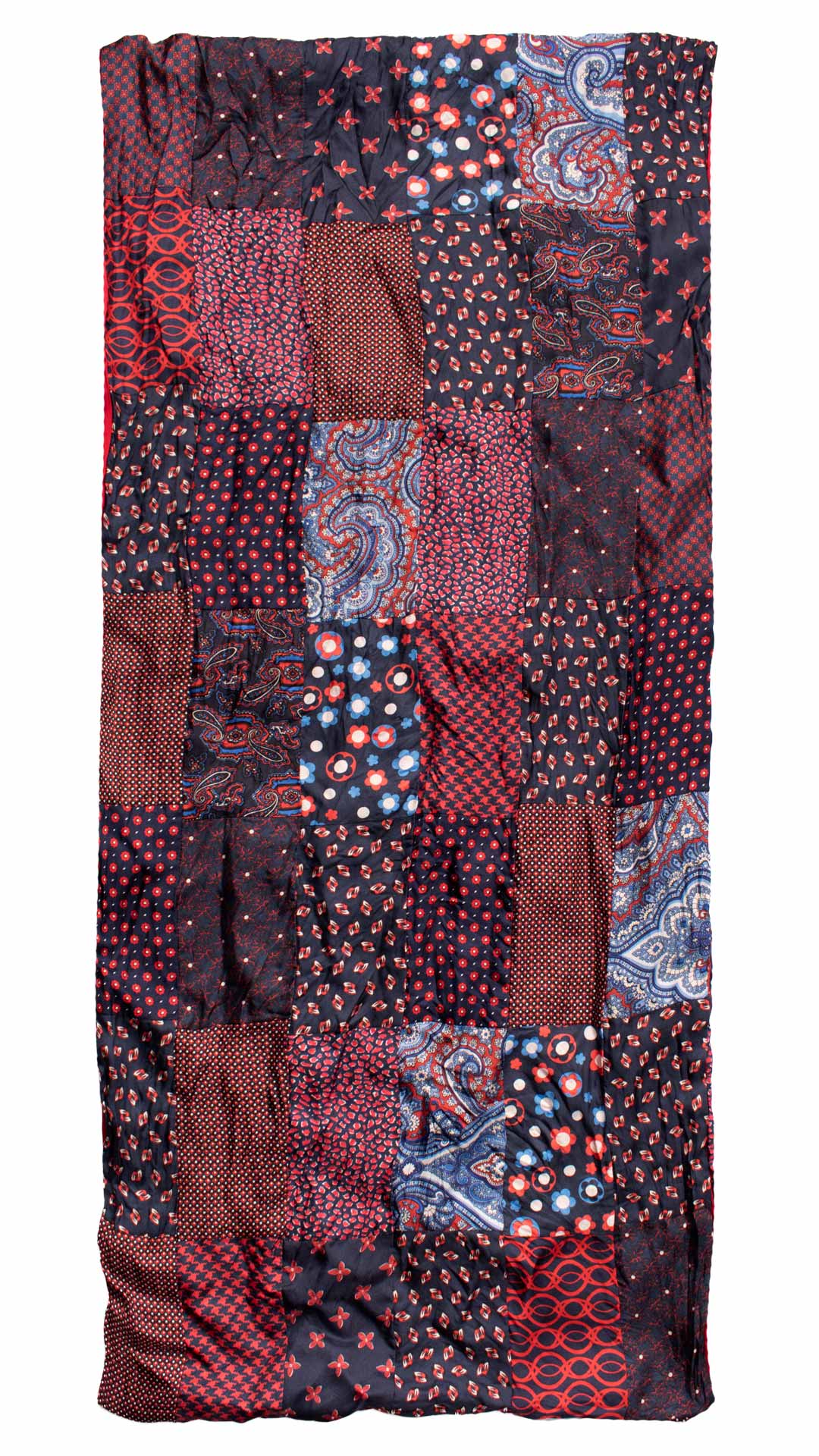 Sciarpa-di-Seta-Blu-Vintage-Patchwork-Fantasia-Multicolor- S697
Intera