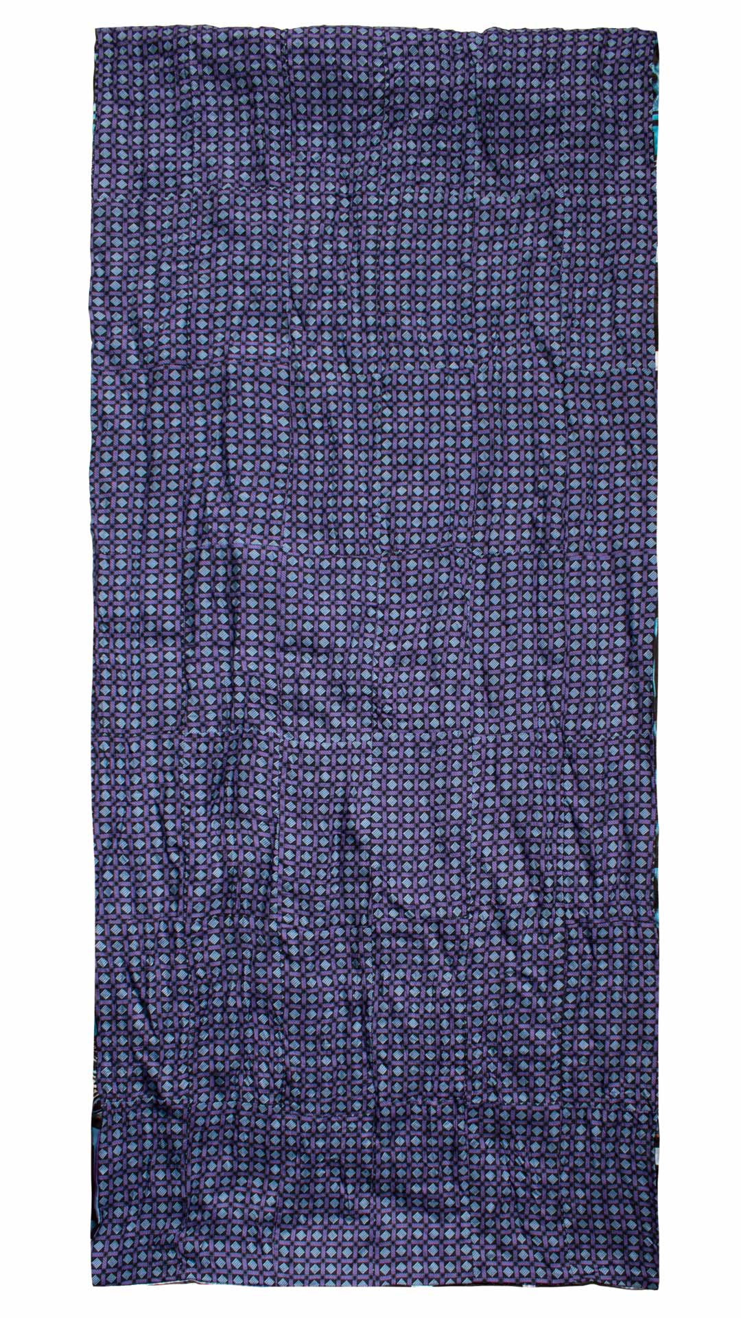 Sciarpa di Seta Blu Vintage Patchwork Fantasia Viola Celeste S736 Made in Italy Graffeo Cravatte Intera