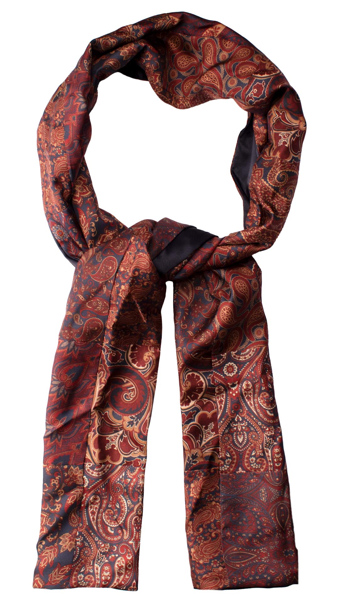 Sciarpa di Seta Bordeaux Blu Marrone Patchwork Paisley Multicolor Made in Italy Graffeo Cravatte Anello