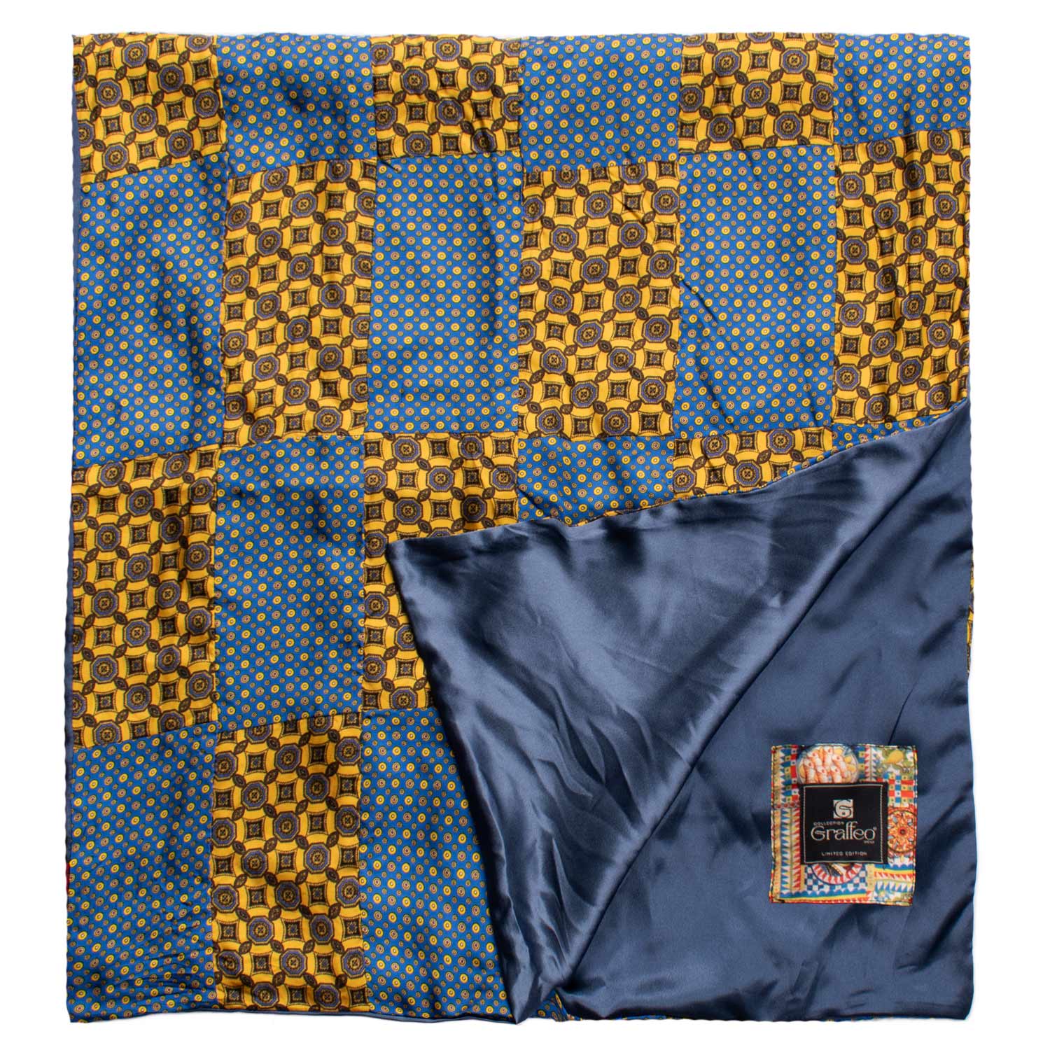 Sciarpa-di-Seta-Gialla-Bluette-Vintage-Patchwork-Fantasia- S667
Dettaglio