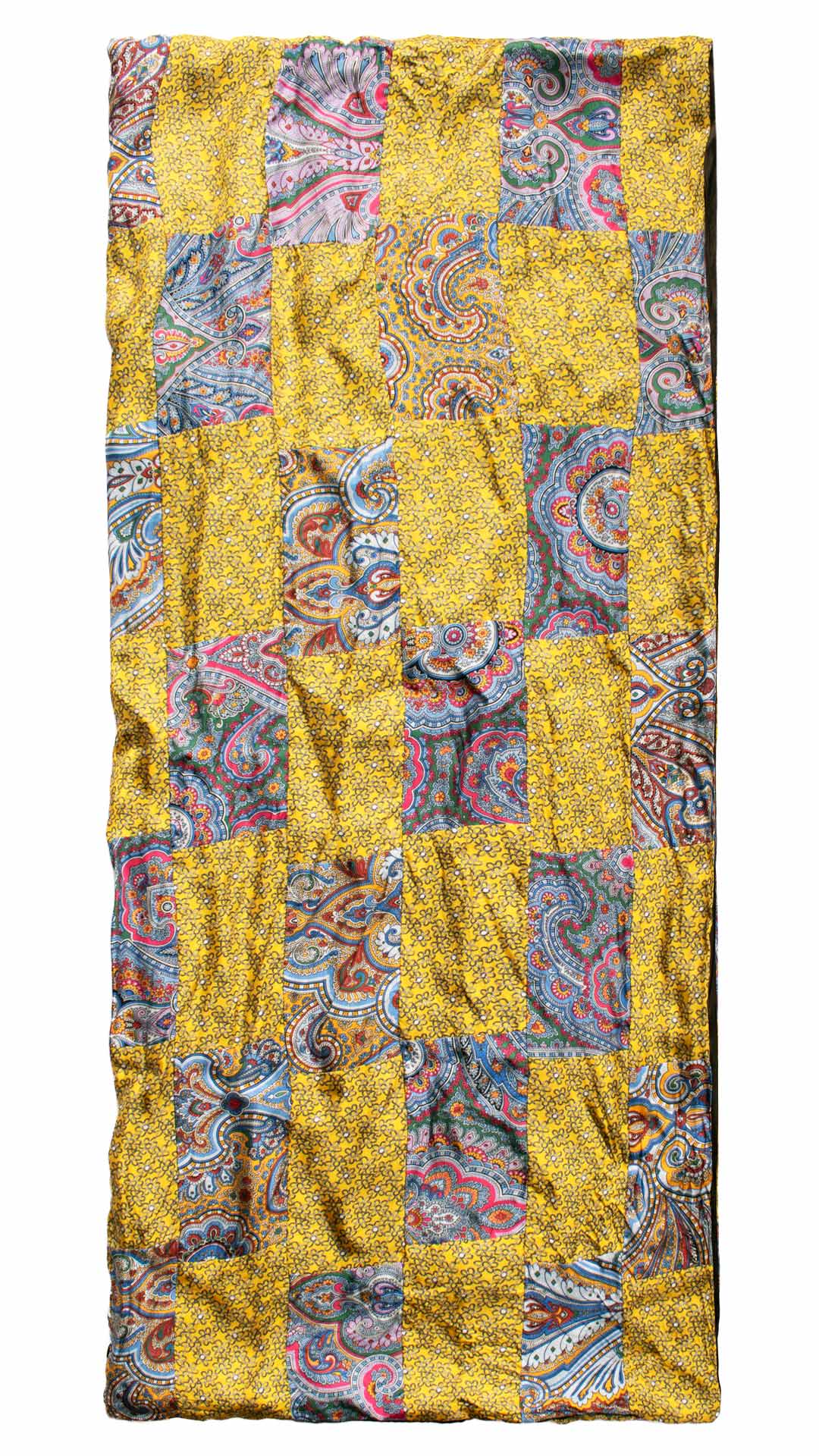 Sciarpa-di-Seta-Gialla-Vintage-Patchwork-Fantasia-Multicolor- S646
Intera