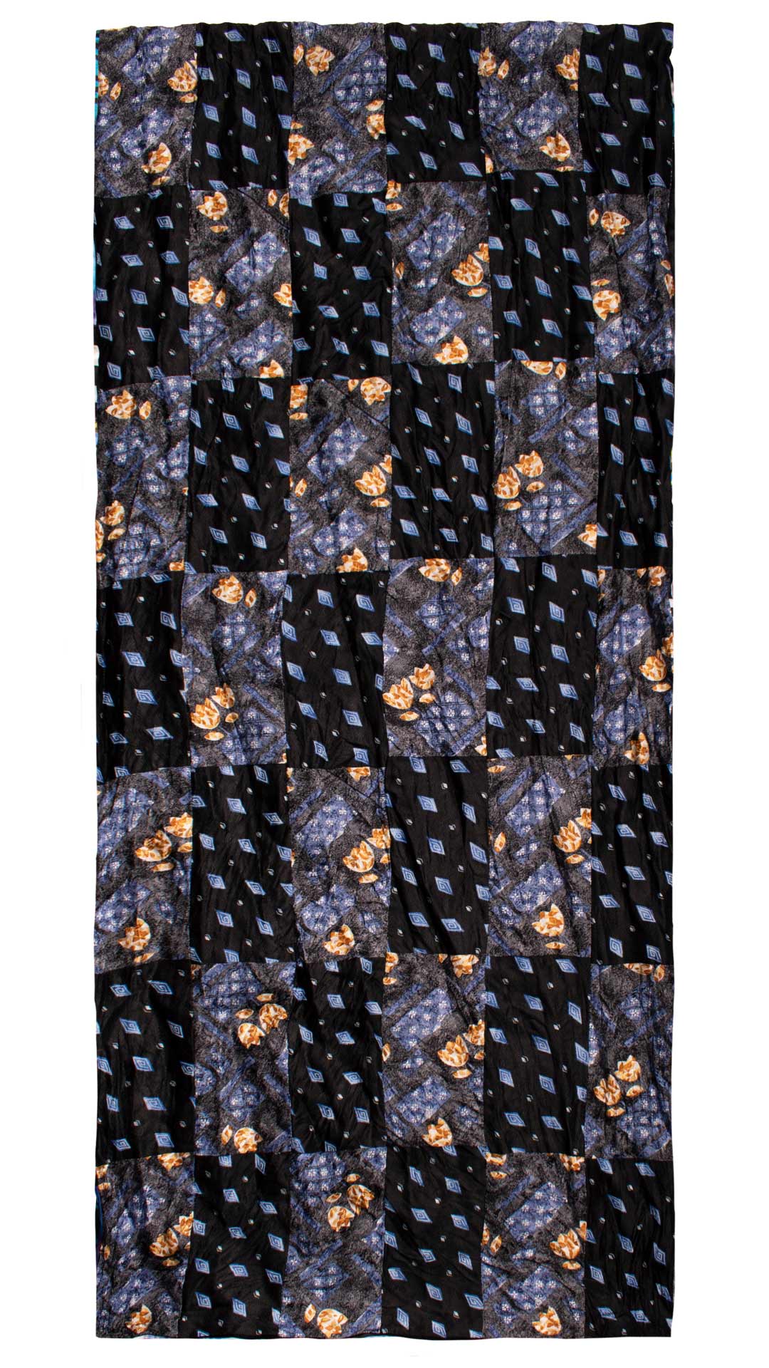 Sciarpa di Seta Grigia Nera Vintage Patchwork Fantasia Multicolor S733 Made in Italy Graffeo Cravatte Intera