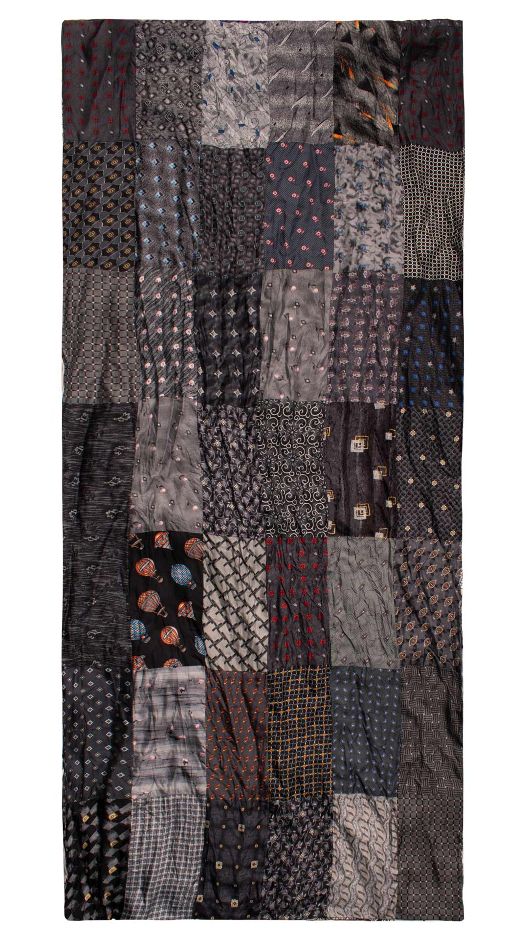 Sciarpa di Seta Grigia Nera Vintage Patchwork Fantasia Multicolor S737 Made in Italy Graffeo Cravatte Intera