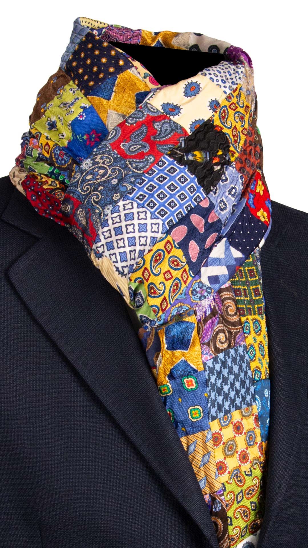 Sciarpa di Seta Micro Mosaico Vintage Patchwork Fantasia Multicolor S717 Made in Italy Graffeo Cravatte