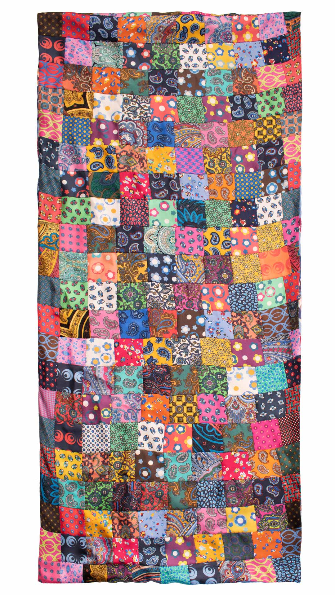 Sciarpa di Seta Micro Mosaico Vintage Patchwork Fantasia Multicolor S757 Made in Italy Graffeo Cravatte Intera