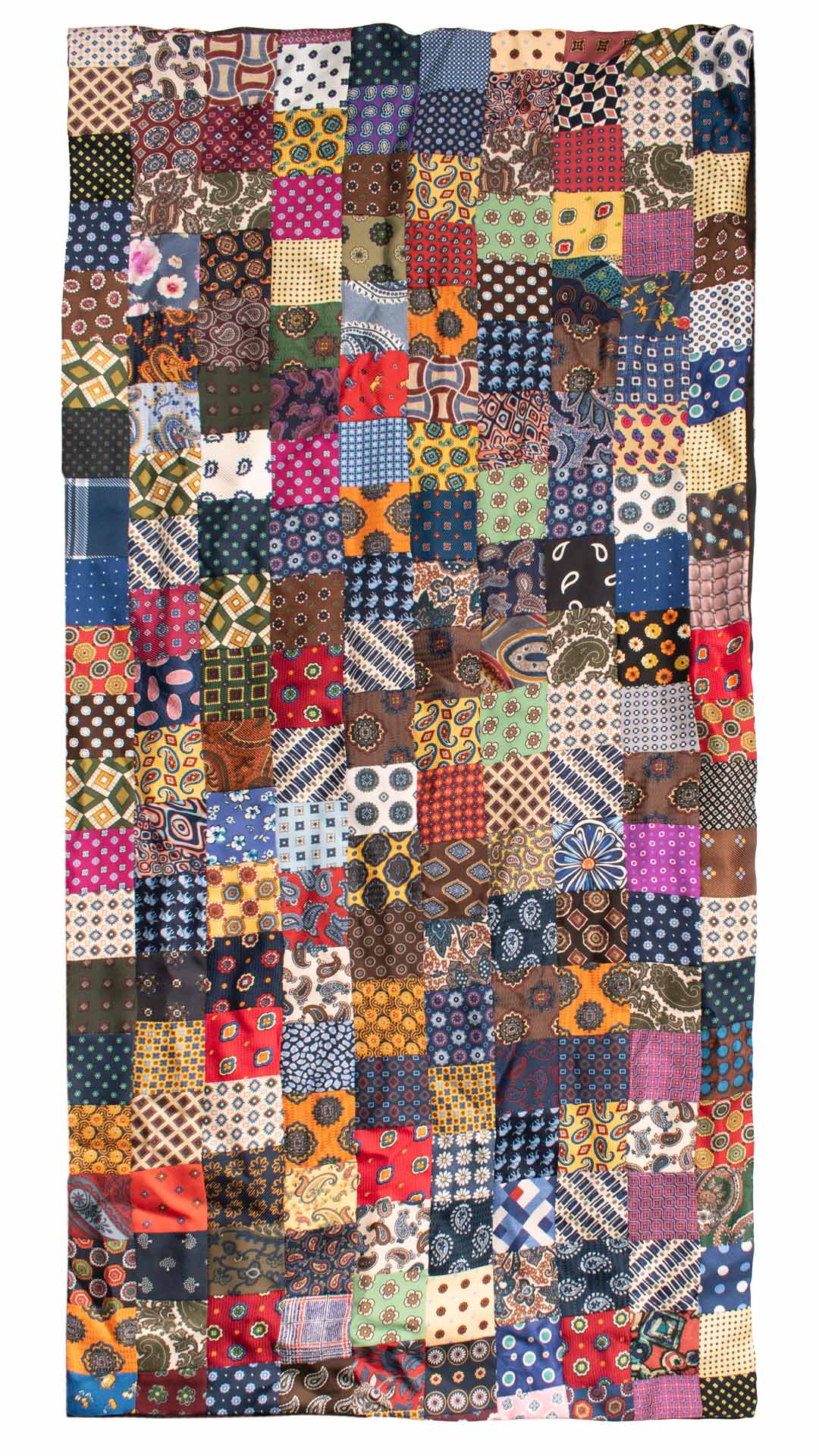 Sciarpa di Seta Micro Mosaico Vintage Patchwork Fantasia Multicolor S775 Made in Italy Graffeo Cravatte Intera