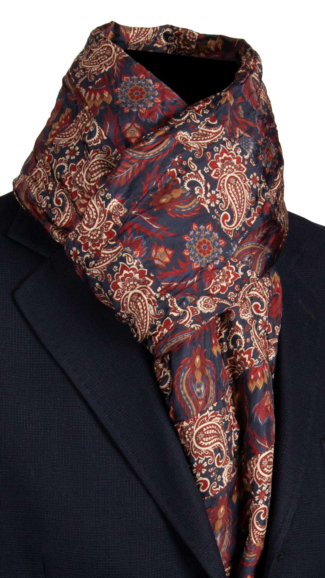 Sciarpa di Seta Micro Mosaico Vintage Patchwork Paisley Multicolor S731 Made in Italy Graffeo Cravatte