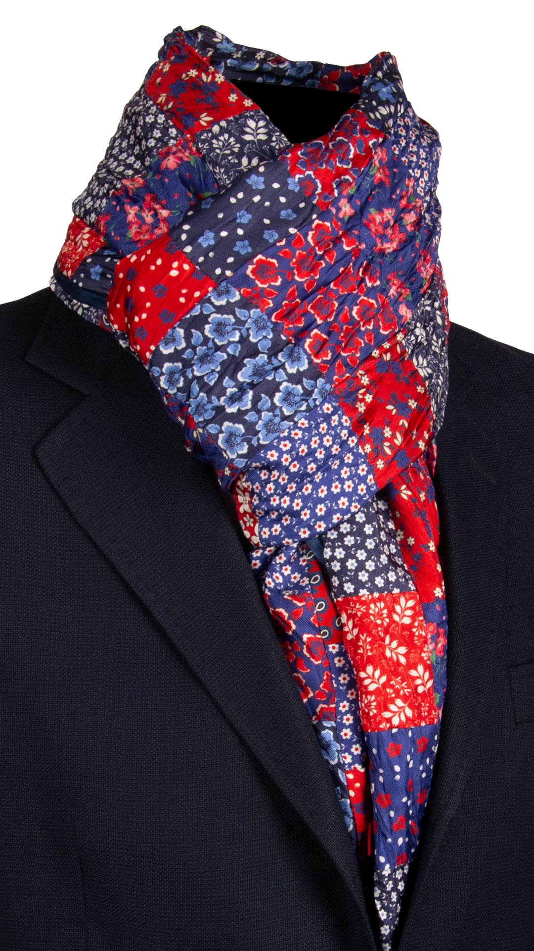 Sciarpa di Seta Micro Mosaico Vintage Patchwork a Fiori Multicolor S750 Made in Italy Graffeo Cravatte