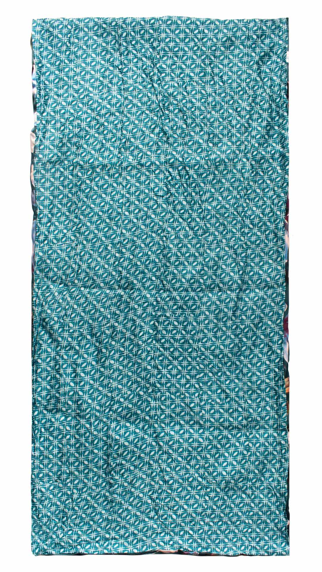 Sciarpa di Seta Ottanio Vintage Patchwork Fantasia Verde Acqua S769 Made in Italy Graffeo Cravatte Intera