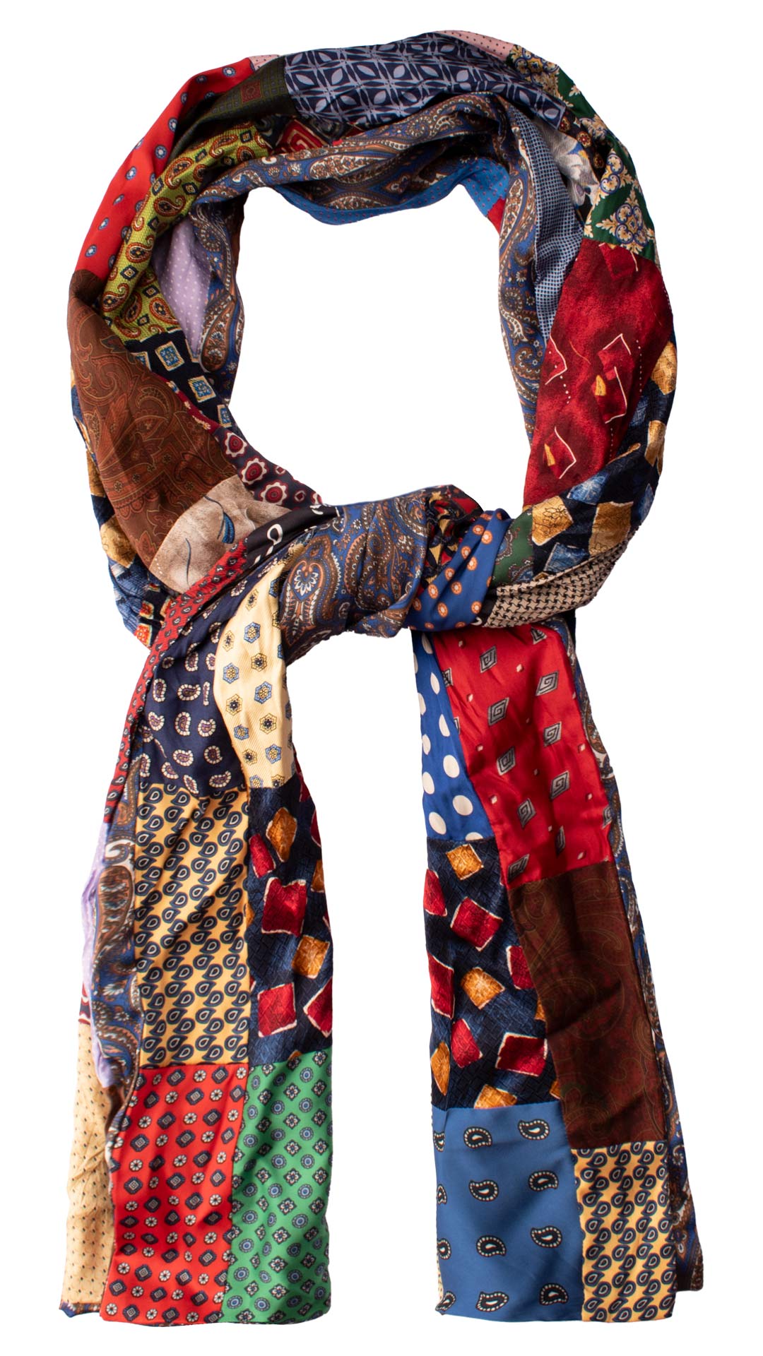 Sciarpa di Seta Patchwork Fantasia Multicolor Made in Italy Graffeo Cravatte Anello