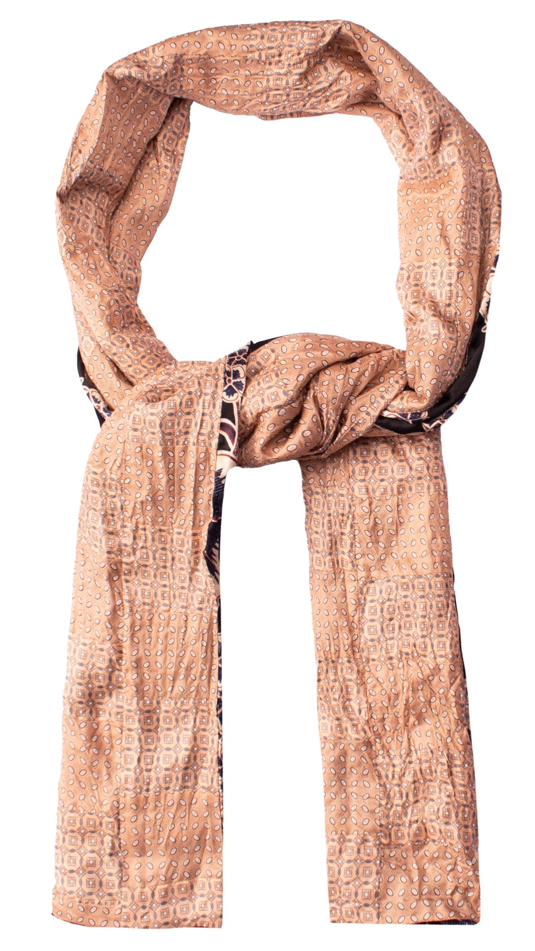 Sciarpa di Seta Rosa Salmone Micro Mosaico Vintage Patchwork Fantasia Bianco Grigio S732 Made in Italy Graffeo Cravatte Anello