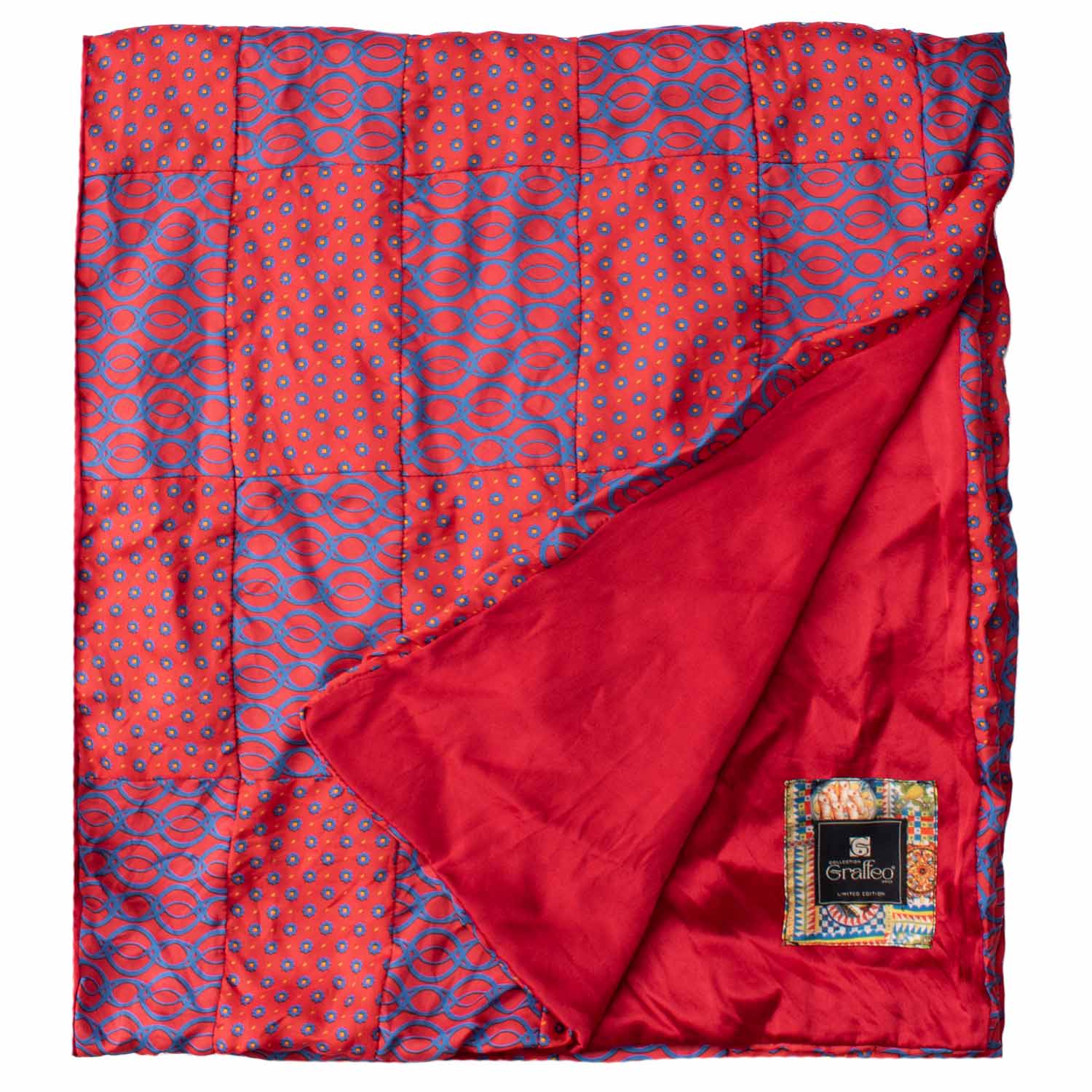 Sciarpa-di-Seta-Rossa-Vintage-Patchwork-Fantasia-Celeste-Giallo-S624
Dettaglio