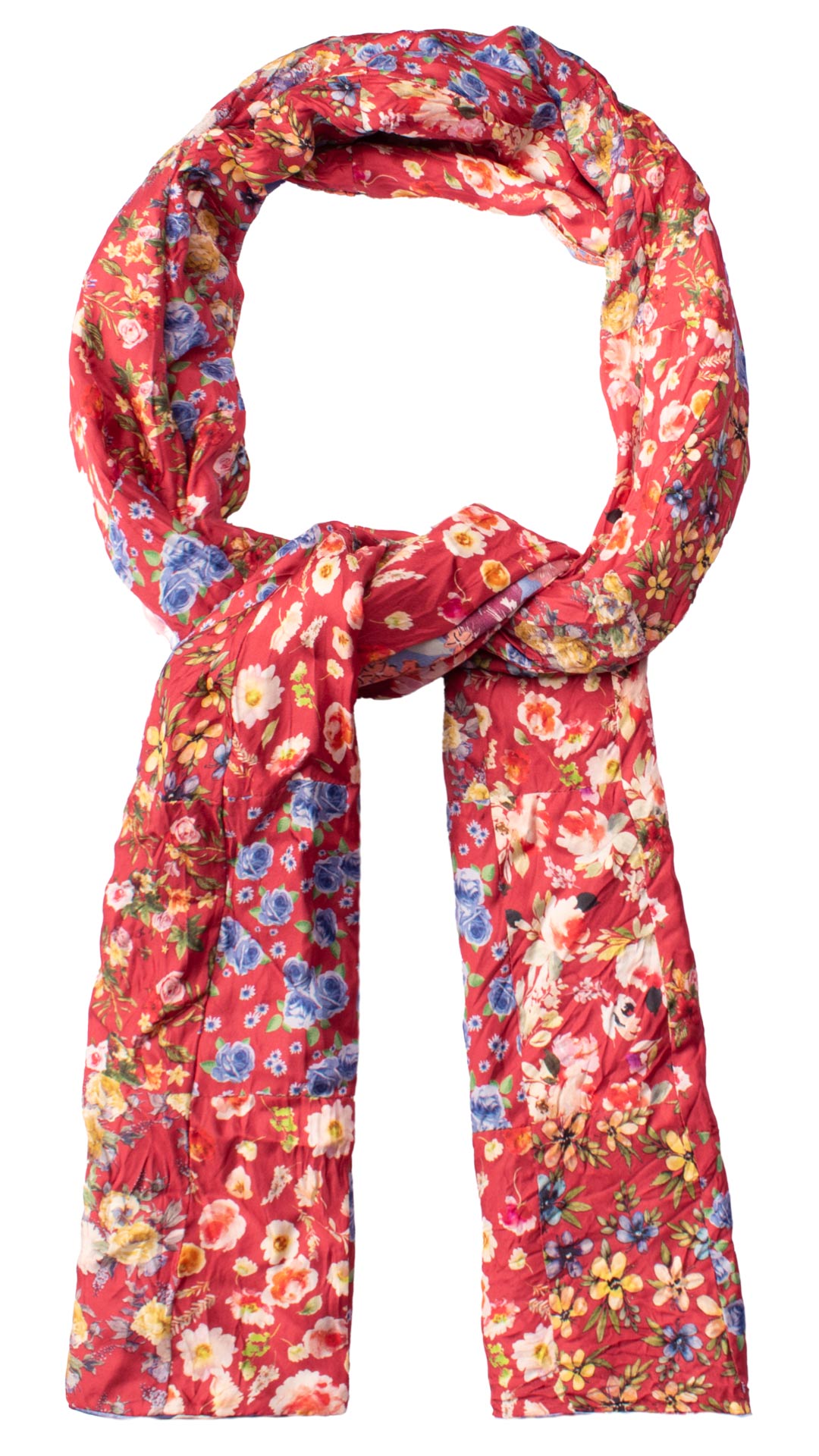 Sciarpa di Seta Rosso Antico Patchwork Fantasia Floreale Multicolor Made in Italy Graffeo Cravatte Anello