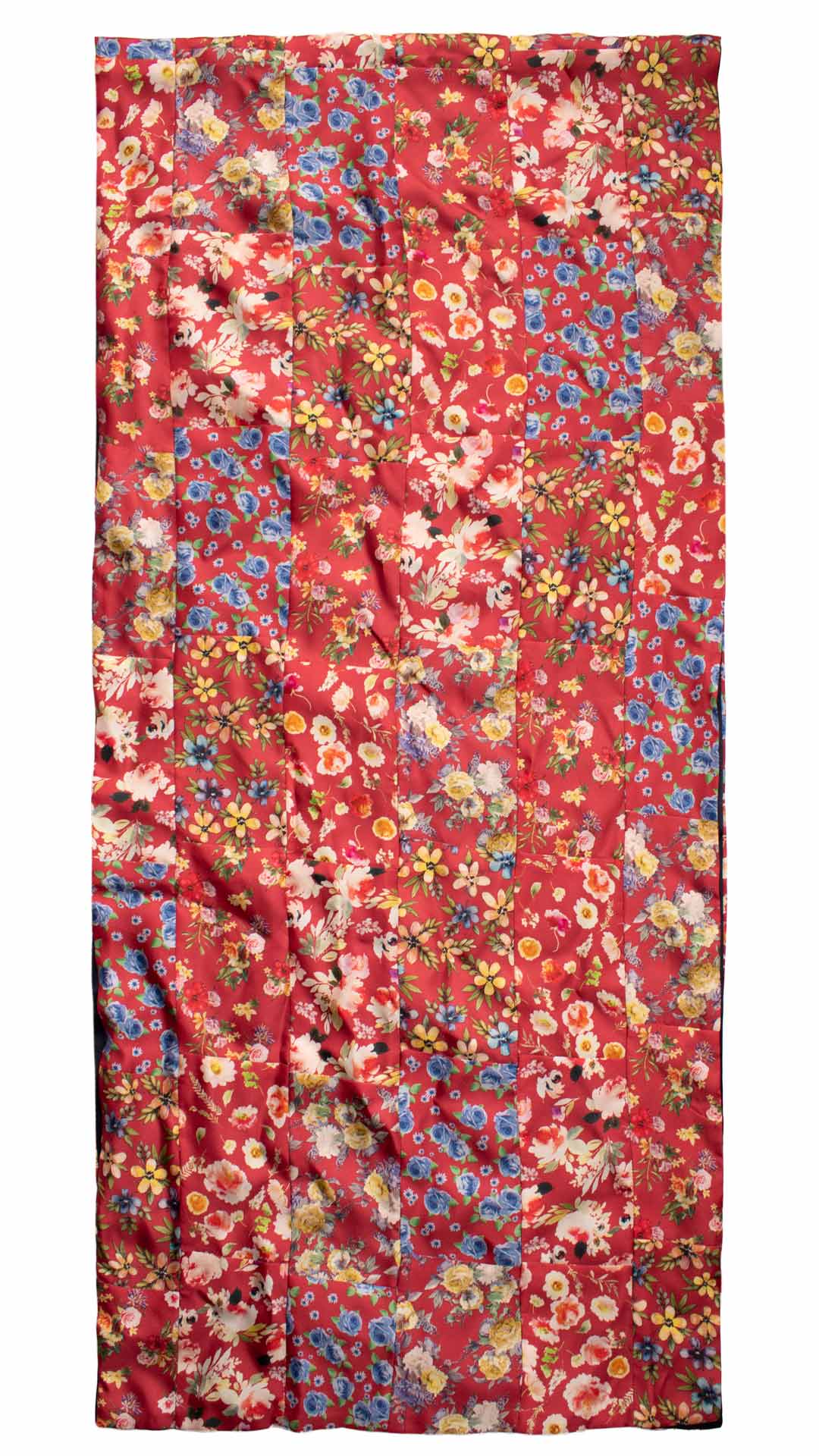 Sciarpa di Seta Rosso Antico Patchwork Fantasia Floreale Multicolor Made in Italy Graffeo Cravatte Intera