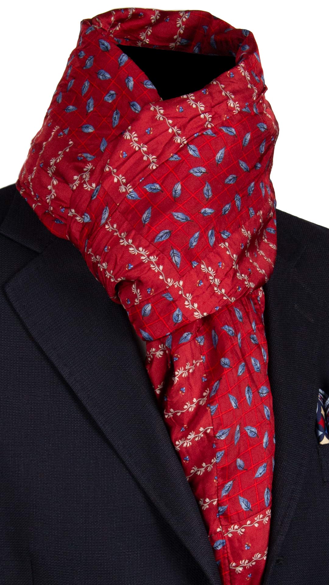 Sciarpa di Seta Rosso Bordeaux Vintage Patchwork Fantasia Bluette Grigia Gialla S768 Made in Italy Graffeo Cravatte