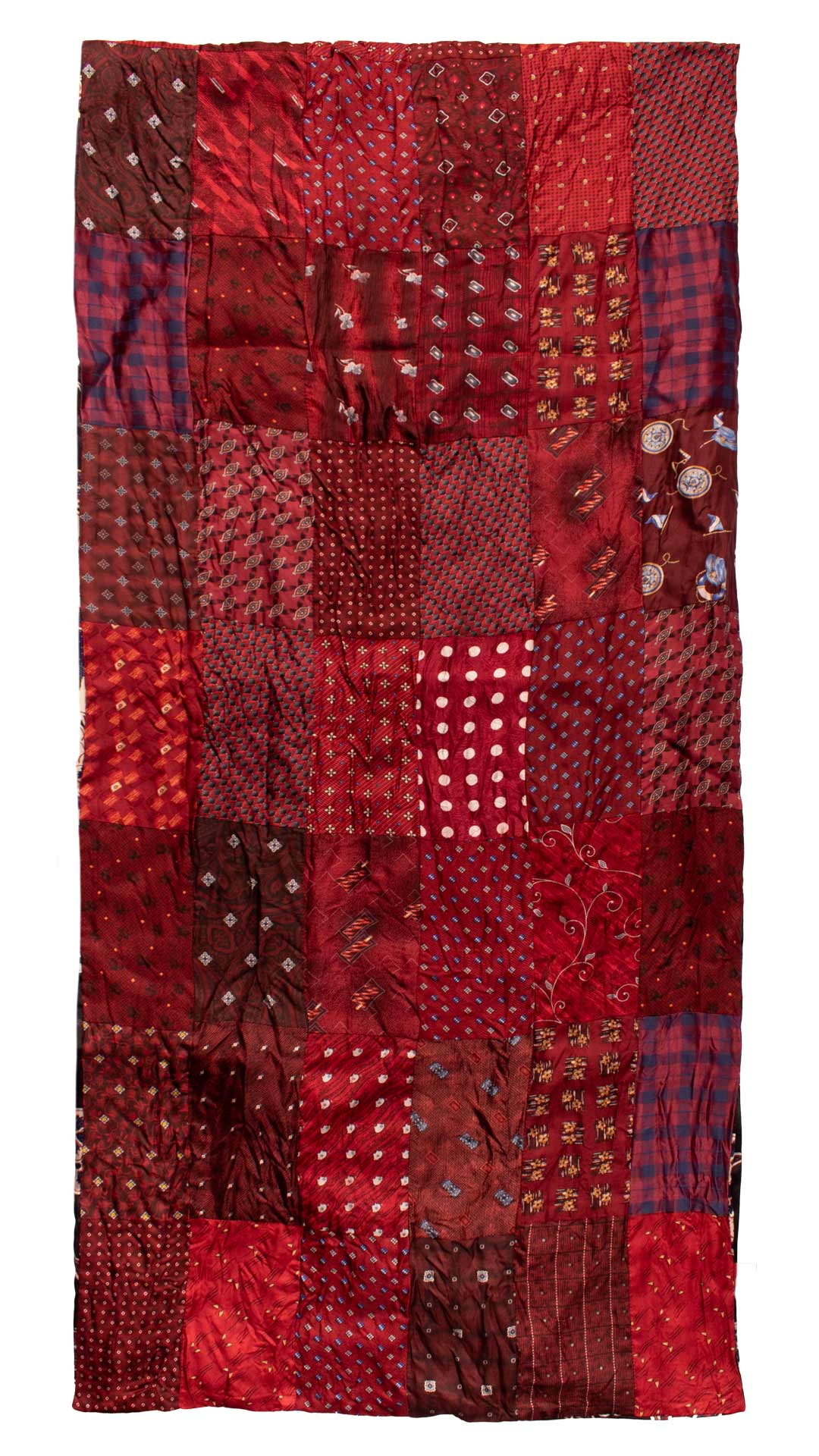 Sciarpa di Seta Rosso Bordeaux Vintage Patchwork Fantasia Multicolor S761 Made in Italy Graffeo Cravatte Intera